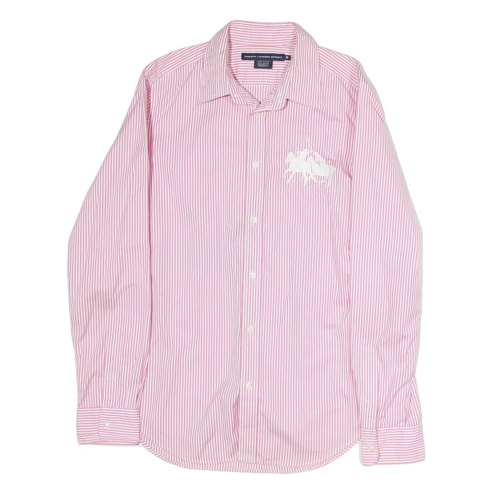 RALPH LAUREN SPORT Mens Pink & White Striped Cotton Shirt M Casual Classic Refurbished - N/A refurbished available on Cerqular