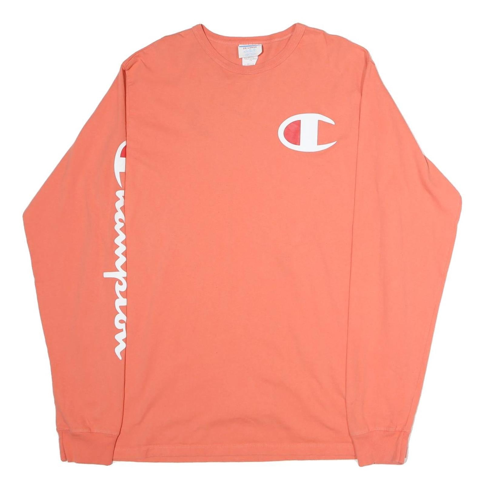 CHAMPION Mens Orange Long Sleeve Crew Neck Graphic T-Shirt 2XL Refurbished - N/A refurbished available on Cerqular