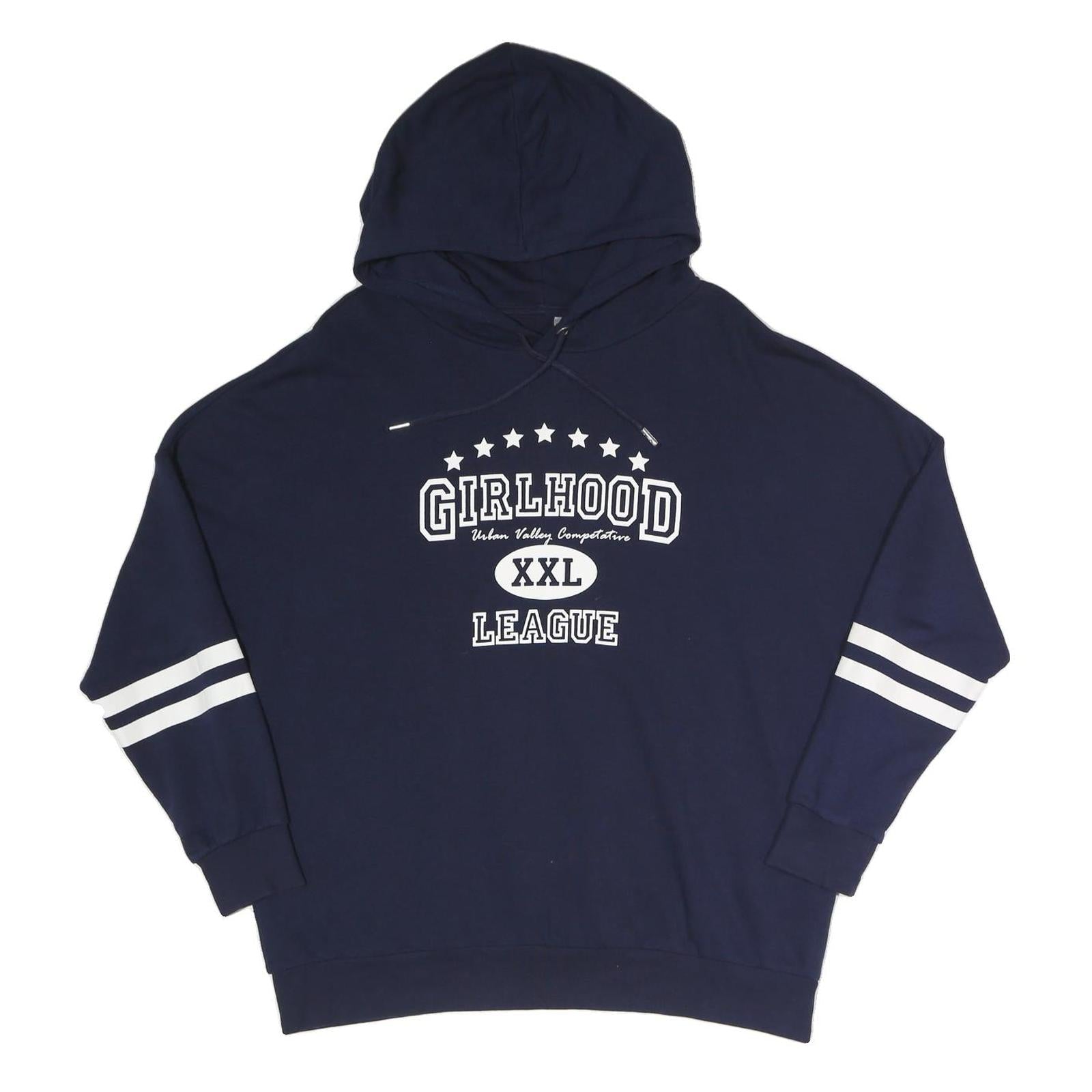 Womens Navy Girlhood League Cotton Blend Hoodie M Casual Pullover Sweatshirt Refurbished - N/A refurbished available on Cerqular