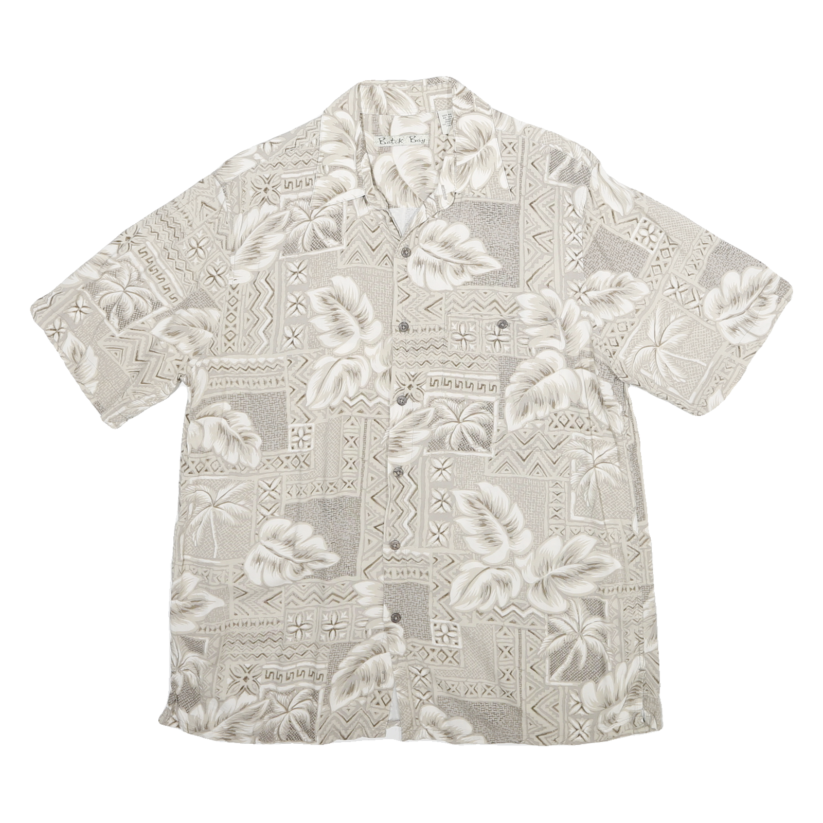 BATAK BAY Mens Beige Rayon Hawaiian Shirt M Tropical Pattern Button Front Refurbished - N/A refurbished available on Cerqular