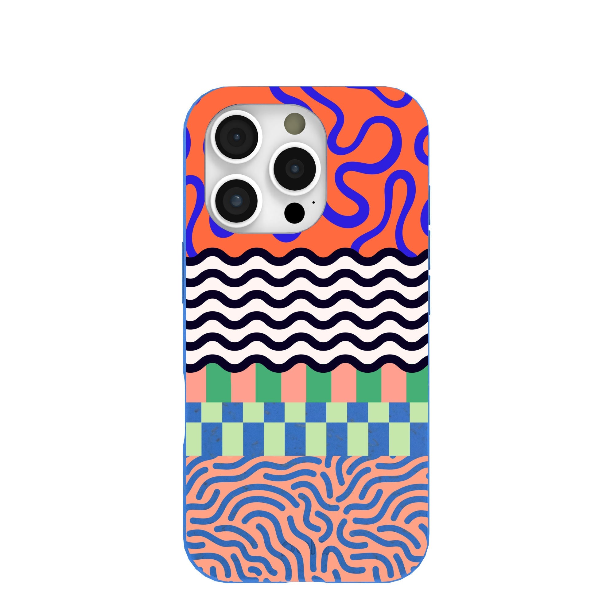 Electric Blue Tangerine Mix iPhone 16 Pro Case Refurbished - Pela Case refurbished available on Cerqular