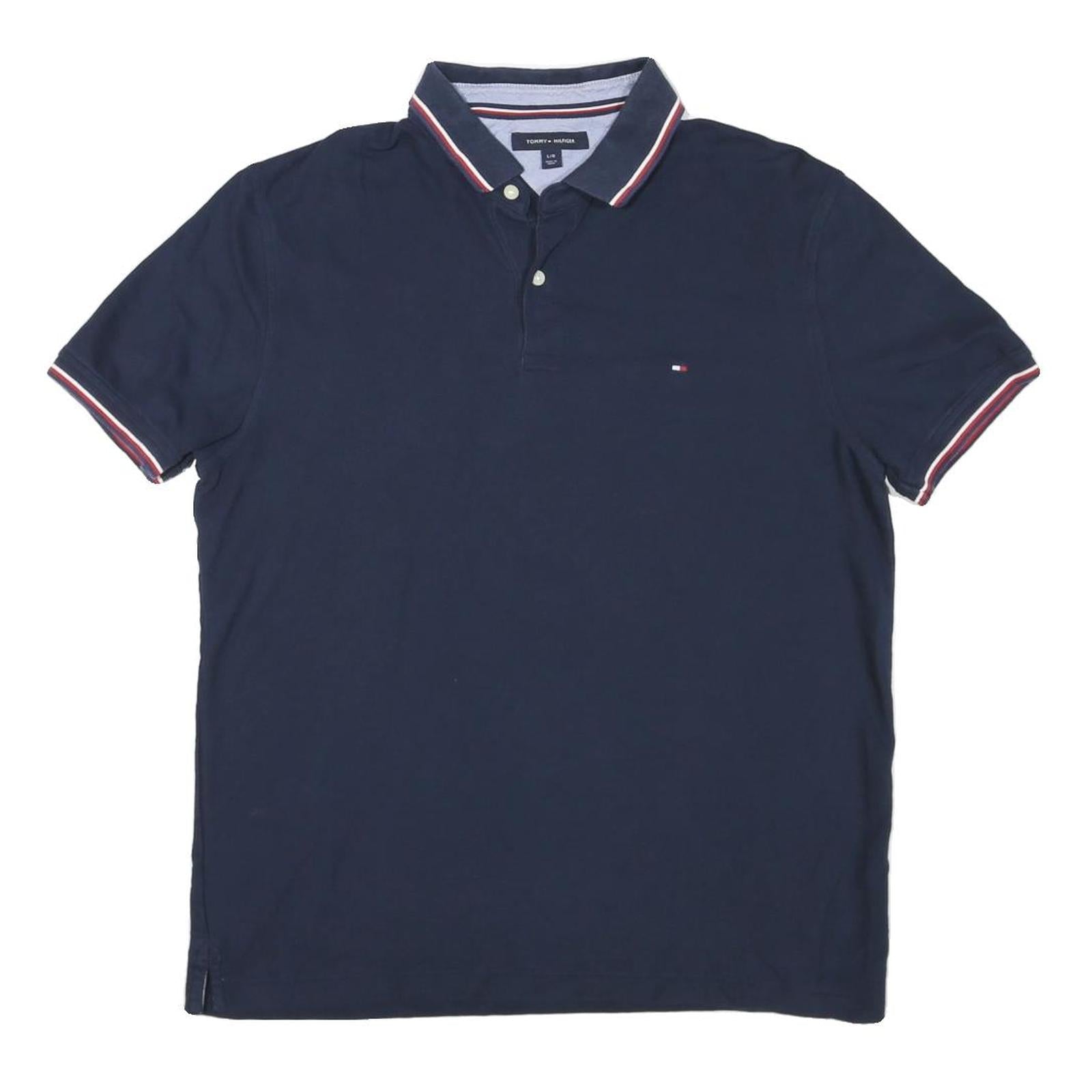 TOMMY HILFIGER Mens Navy Blue Polo Shirt Short Sleeve Cotton Blend L Refurbished - N/A refurbished available on Cerqular