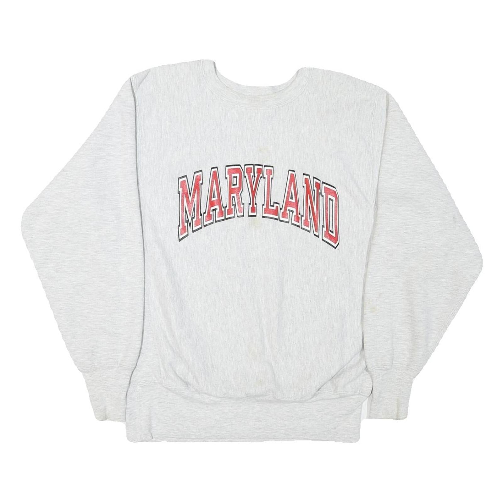 CHAMPION Mens Grey Maryland Crew Neck L Sweatshirt Cotton Blend Pullover Refurbished - N/A refurbished available on Cerqular