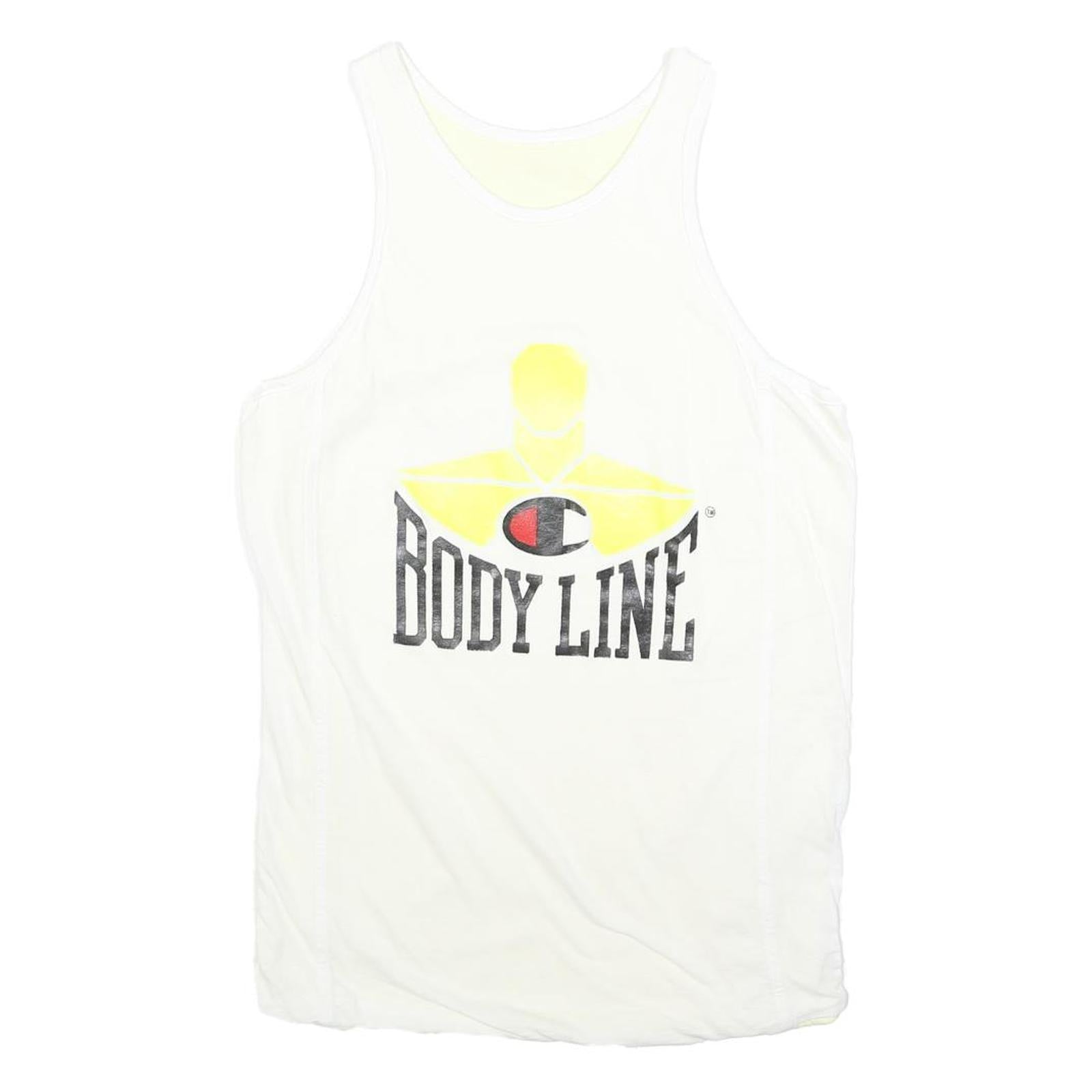 CHAMPION Womens White Graphic Vest 2XL Sleeveless Crew Neck Drawstring Jersey Refurbished - N/A refurbished available on Cerqular