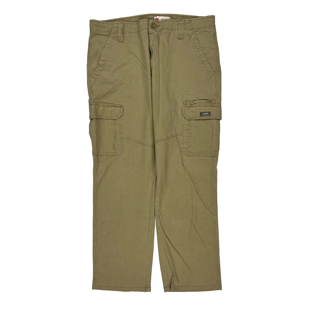 Wrangler Cargo Trousers - 36W 30L Khaki Cotton Refurbished - Thrifted (note: this is a term often used to describe second- refurbished available on Cerqular