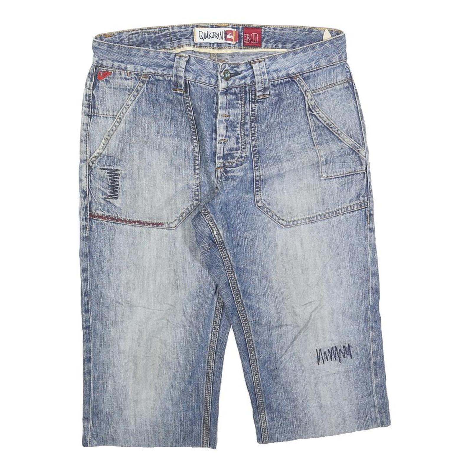 QUIKSILVER Mens Denim Blue Casual Shorts M W30 Button Fly Cotton Blend Refurbished - N/A refurbished available on Cerqular