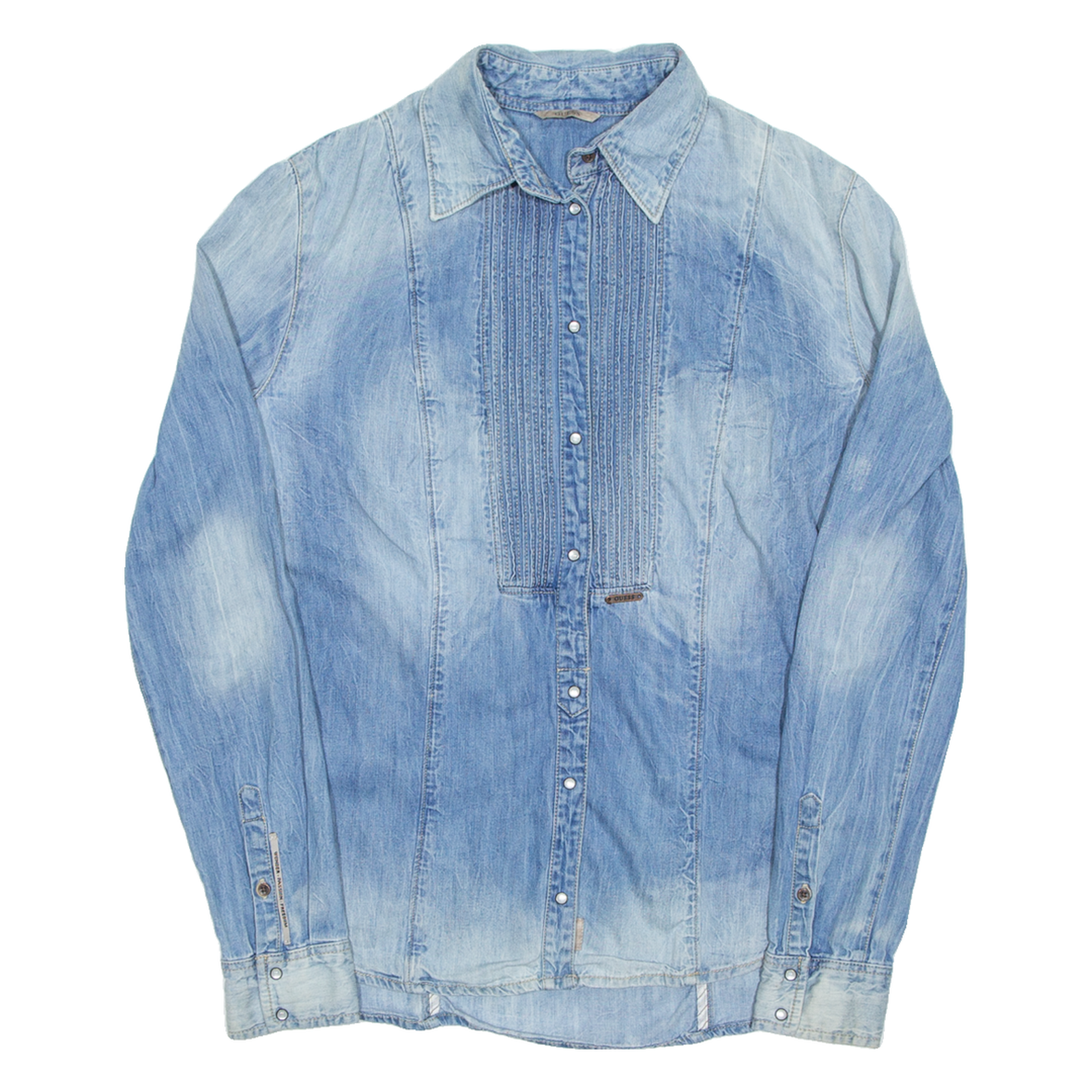 GUESS Womens Denim Shirt Blue Long Sleeve UK 8 Refurbished - N/A refurbished available on Cerqular