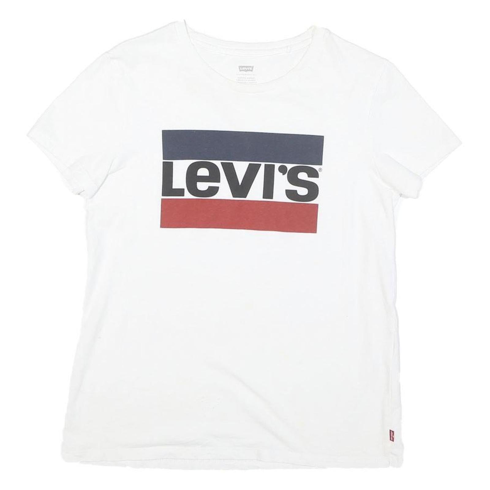 LEVI'S Womens White Cotton Blend Graphic T-Shirt S Short Sleeve Crew Neck Refurbished - N/A refurbished available on Cerqular