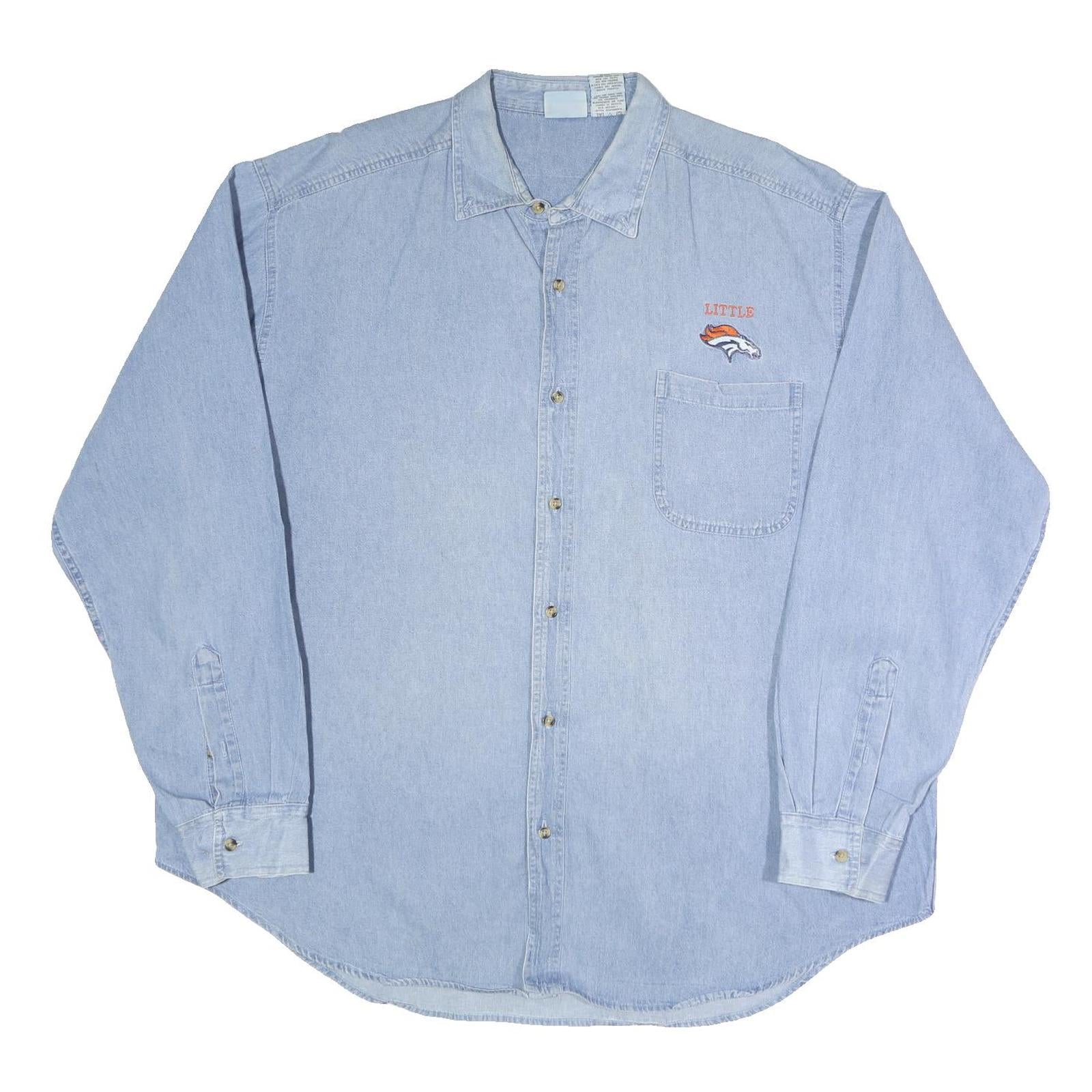 PRO EDGE Mens Blue Denim Shirt 2XL Cotton Long Sleeve Casual Button Closure Refurbished - N/A refurbished available on Cerqular