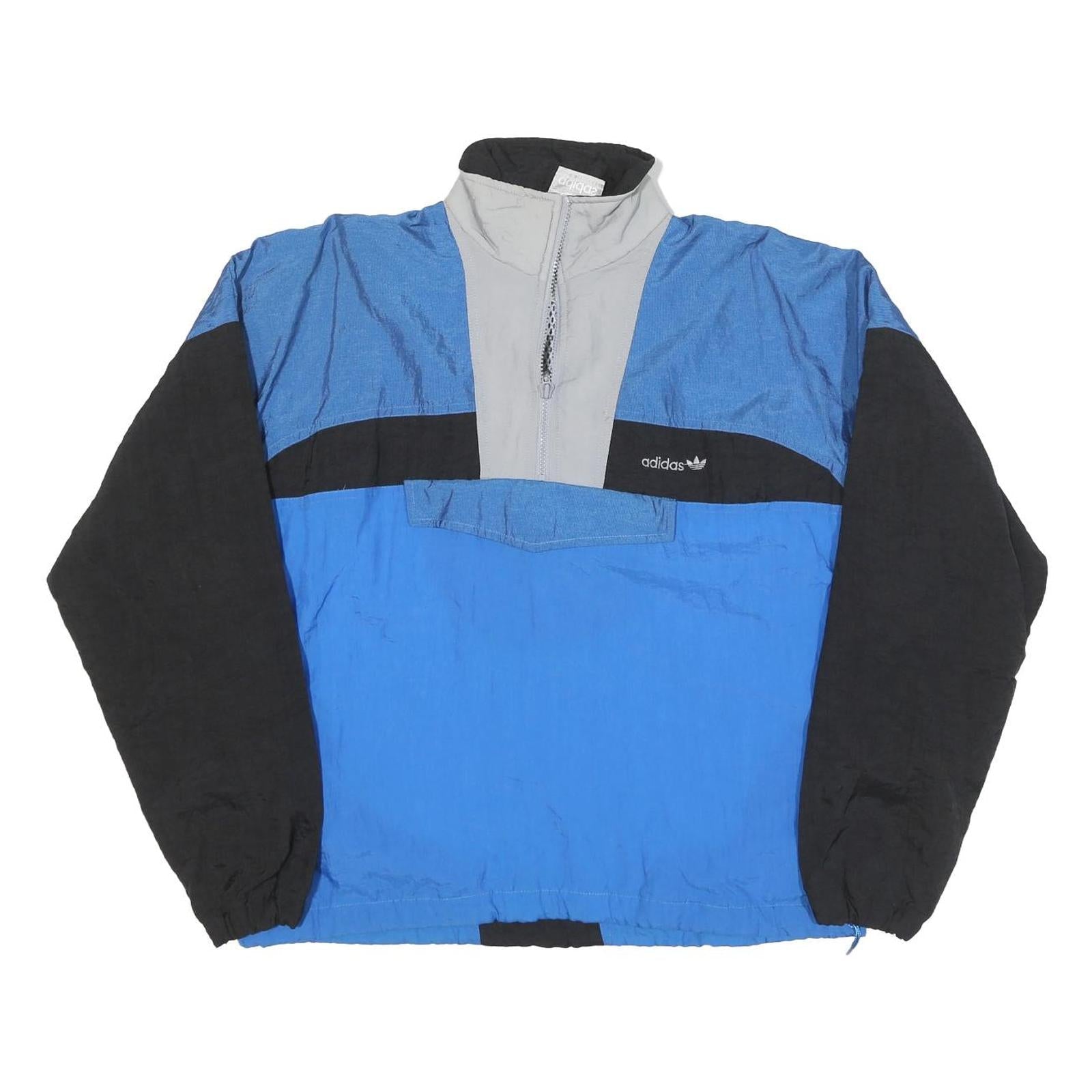 ADIDAS Mens Blue & Black Track Jacket L Nylon Colourblock Zip Retro Sportswear Refurbished - N/A refurbished available on Cerqular