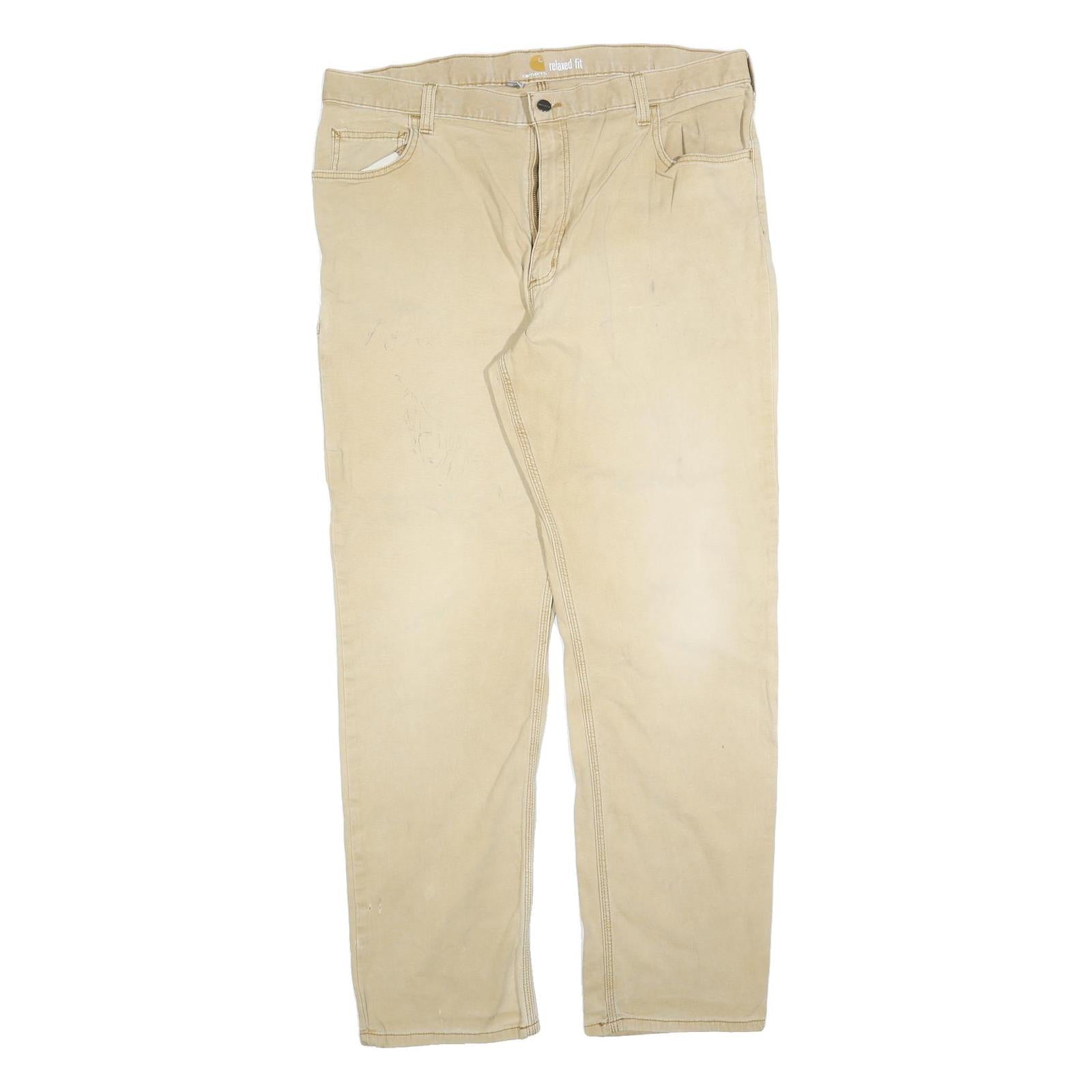 CARHARTT Mens Cotton Blend Beige Relaxed Fit Straight Trousers W40 L34 Workwear Refurbished - N/A refurbished available on Cerqular