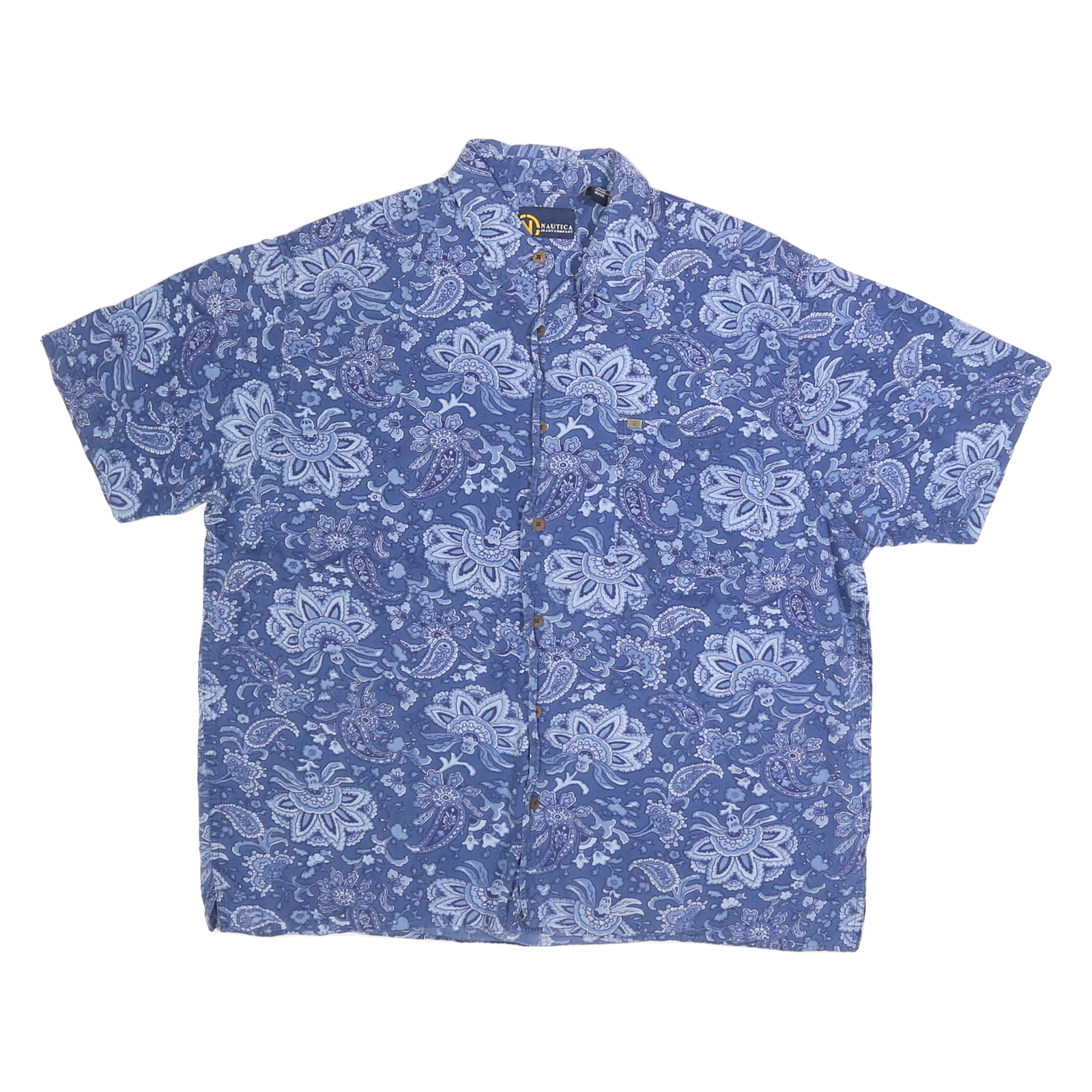 NAUTICA Mens Blue Paisley Cotton Shirt XL Casual Summer Short Sleeve Relaxed Refurbished - N/A refurbished available on Cerqular