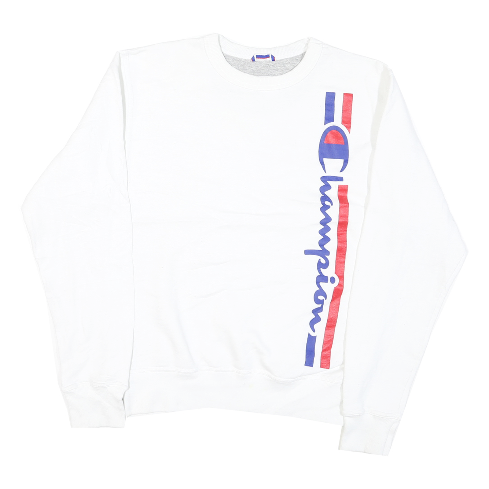 CHAMPION Mens White Crew Neck S Cotton Blend Sweatshirt Logo Print Refurbished - N/A refurbished available on Cerqular
