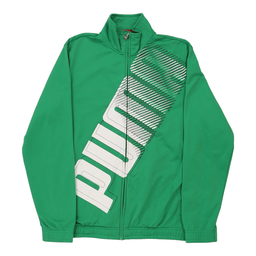 Age 14 Puma Spellout Track Jacket - XL Green Polyester Refurbished - Thrifted (note: this is a term often used to describe second- refurbished available on Cerqular