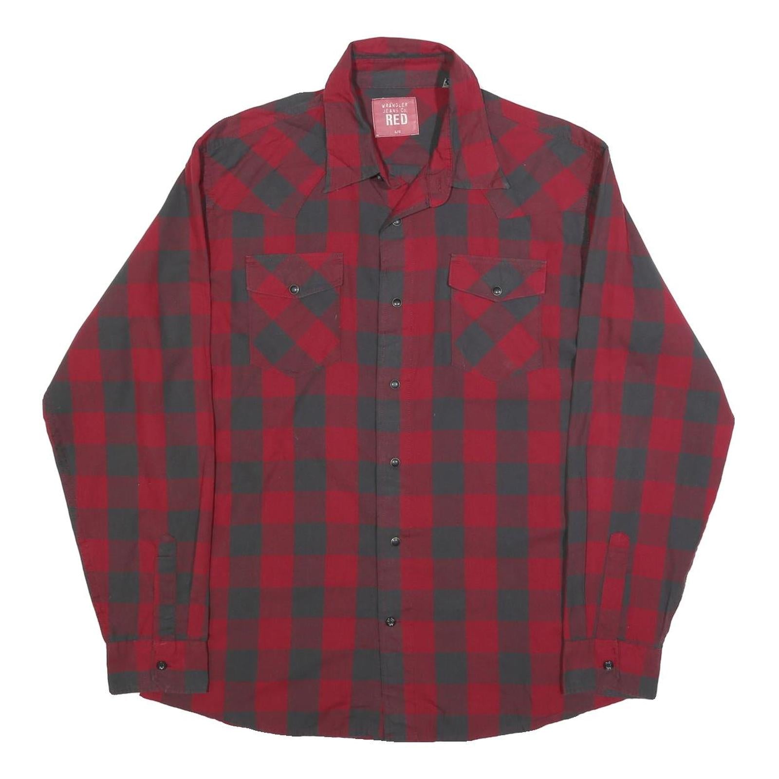 WRANGLER Mens Red & Black Checked Shirt L Casual Cotton Blend Long Sleeve Refurbished - N/A refurbished available on Cerqular