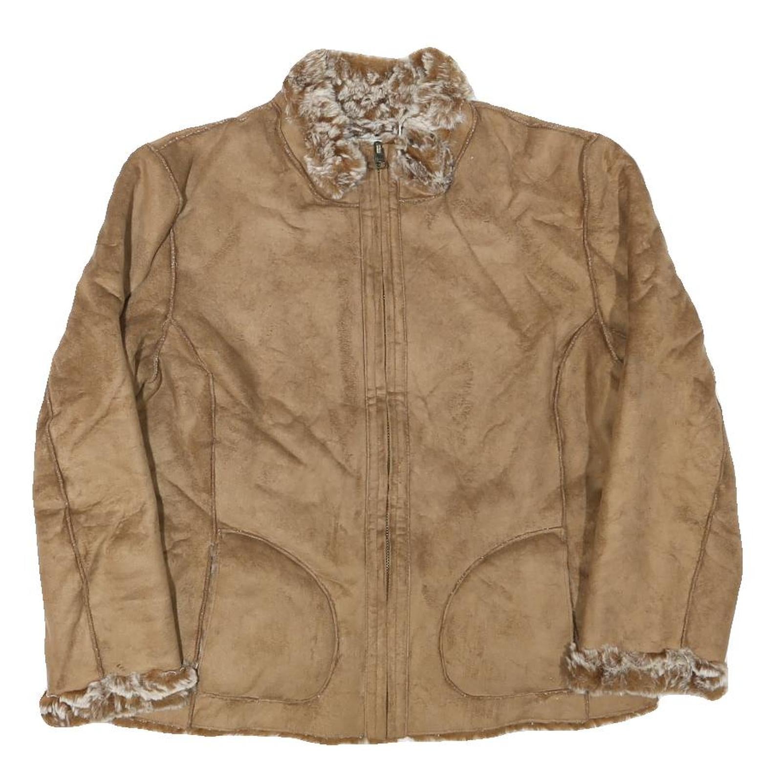 COLDWATER CREEK Womens Beige Faux Shearling Jacket S Polyester Blend Zip Casual Refurbished - N/A refurbished available on Cerqular