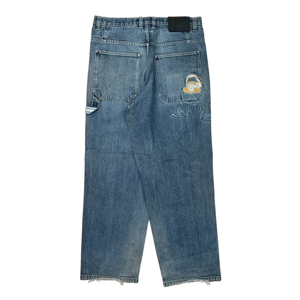 Southpole Graphic Jeans - 35W 28L Blue Denim Refurbished - Thrifted (note: this is a term often used to describe second- refurbished available on Cerqular