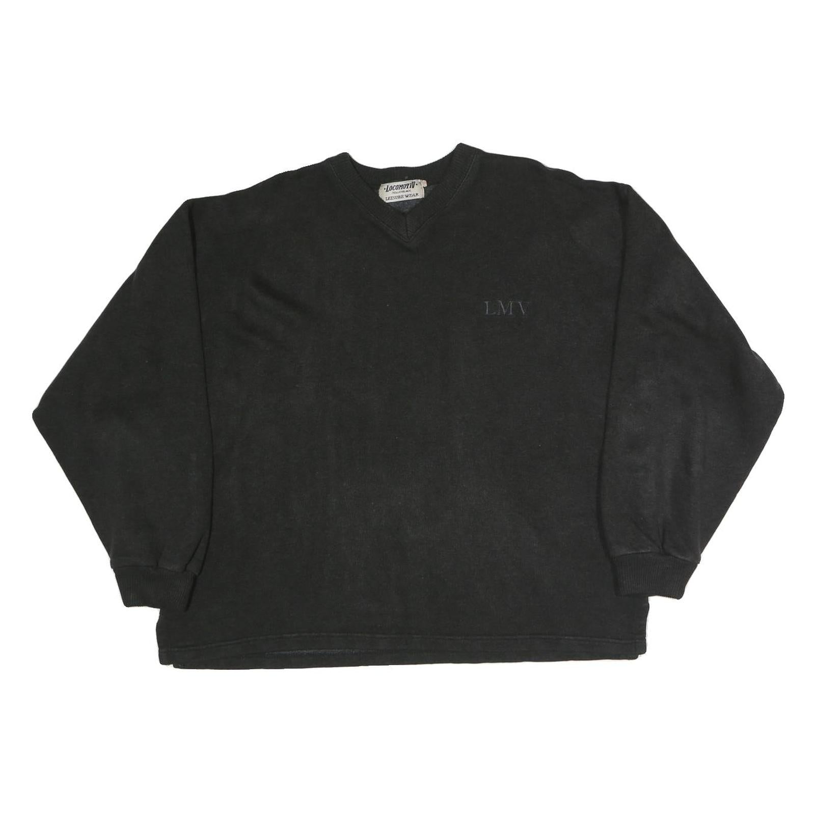 LEASURE WEAR Womens Black Cotton Blend V-Neck Sweatshirt M Casual Pullover Refurbished - N/A refurbished available on Cerqular