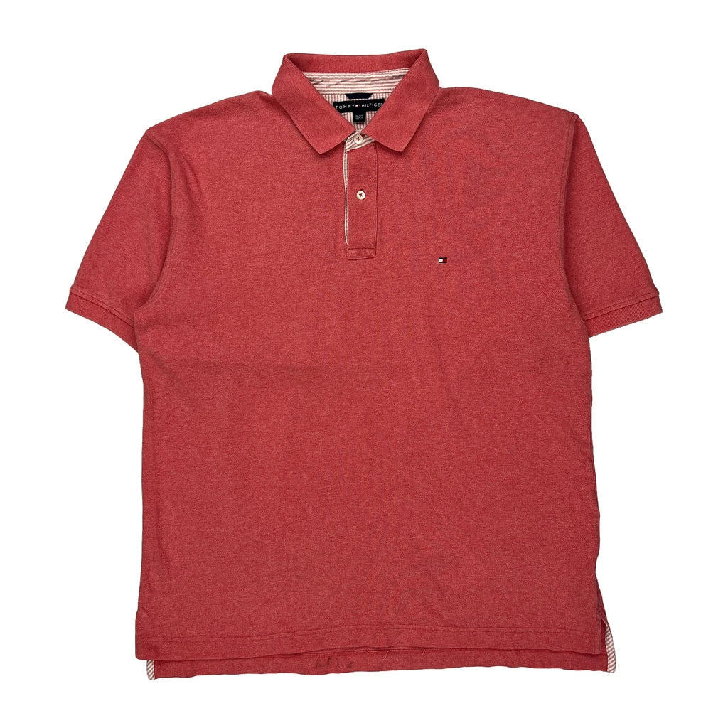 Tommy Hilfiger Polo Shirt - XL Red Cotton Refurbished - Thrifted (note: this is a term often used to describe second- refurbished available on Cerqular