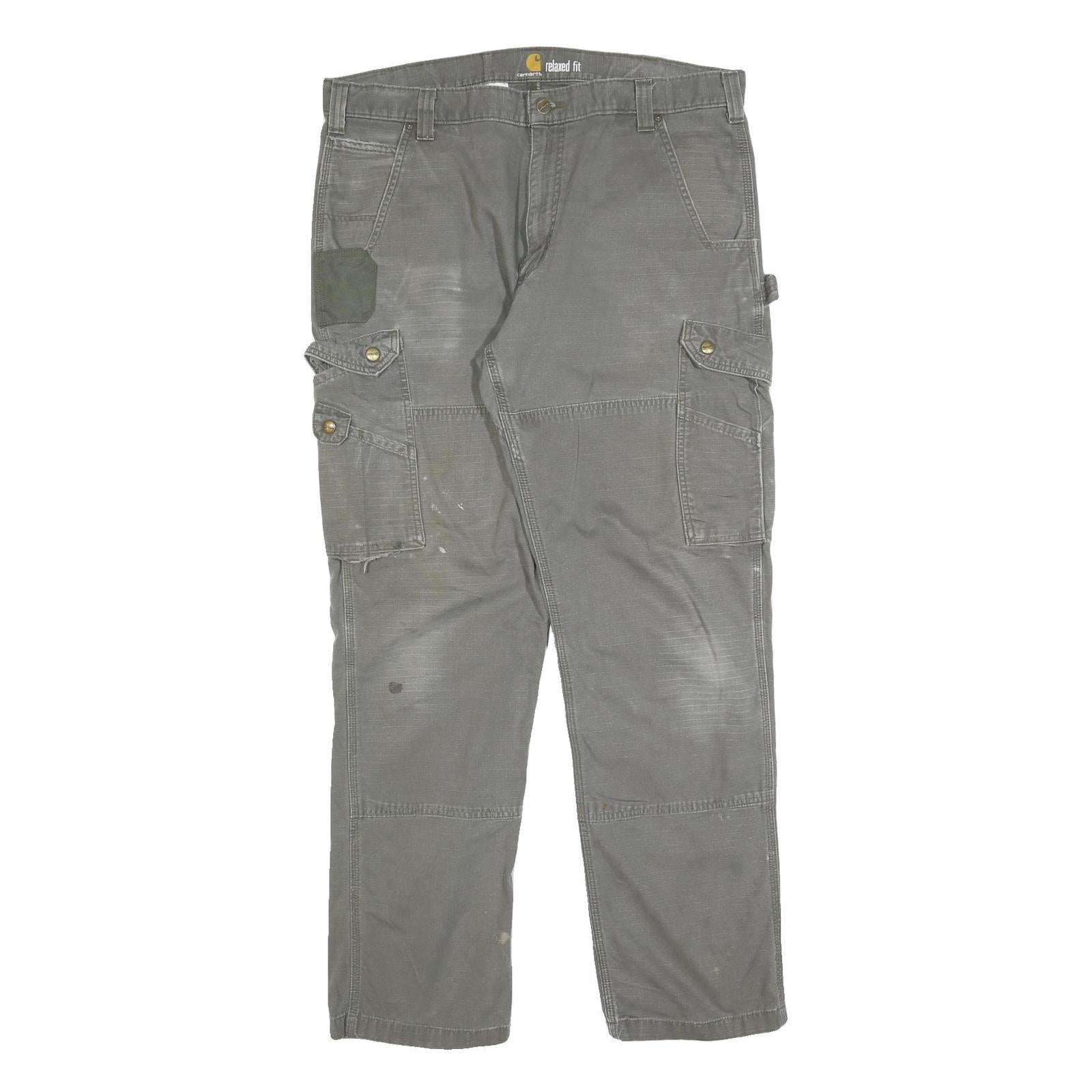 CARHARTT Mens Relaxed Fit Grey Workwear Cargo Trousers W38 L34 Durable Cotton Refurbished - N/A refurbished available on Cerqular