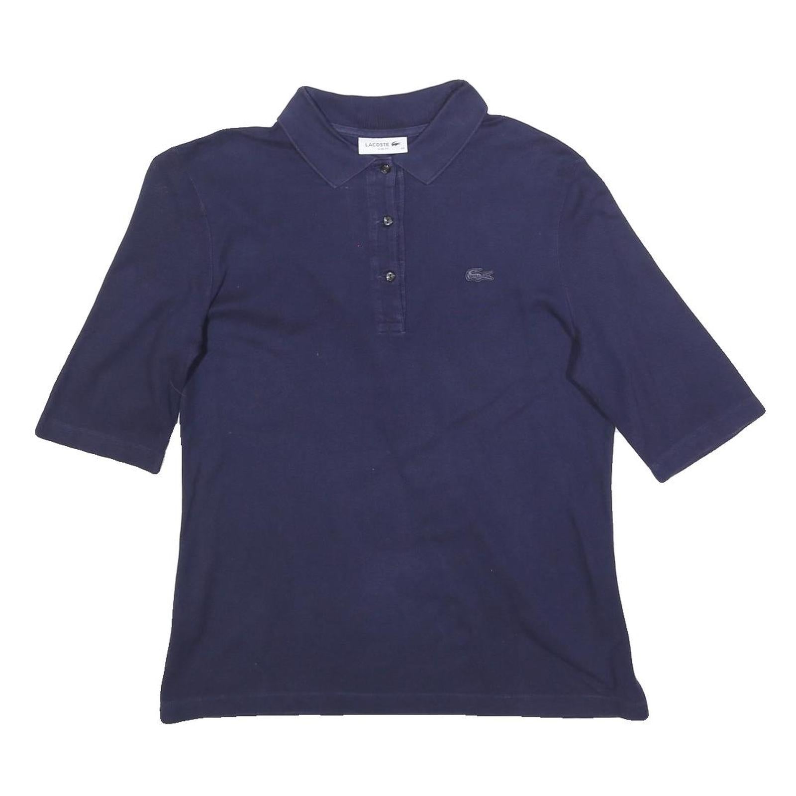 LACOSTE Womens Navy Blue Short Sleeve Plain Polo Shirt L Cotton Blend Casual Refurbished - N/A refurbished available on Cerqular