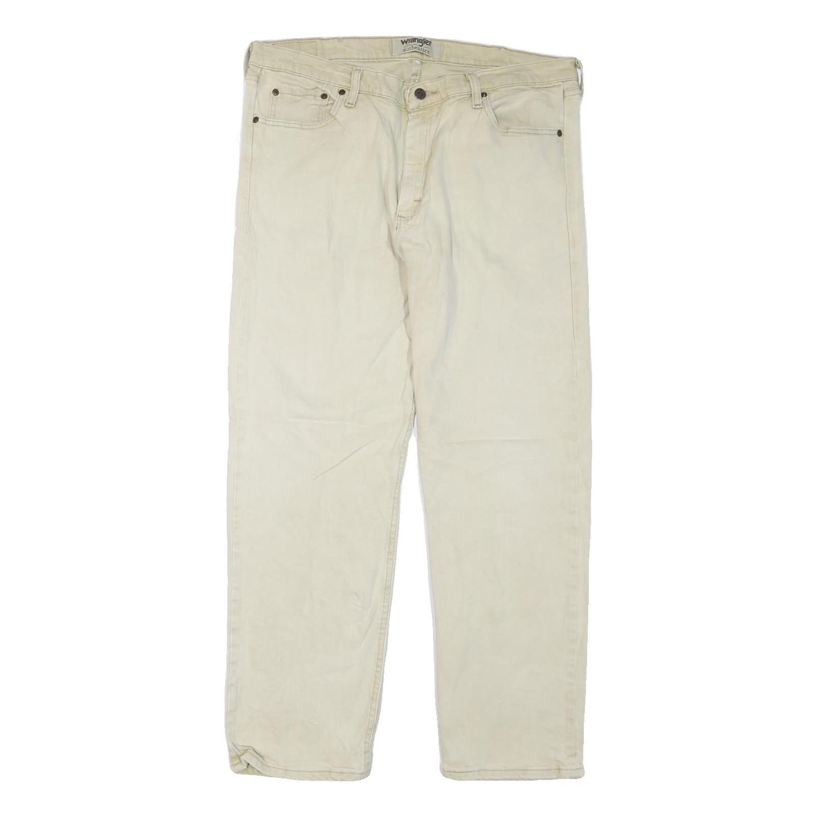 WRANGLER Mens Cream Regular Fit Straight Leg Denim Jeans W38 L30 Classic Casual Refurbished - N/A refurbished available on Cerqular
