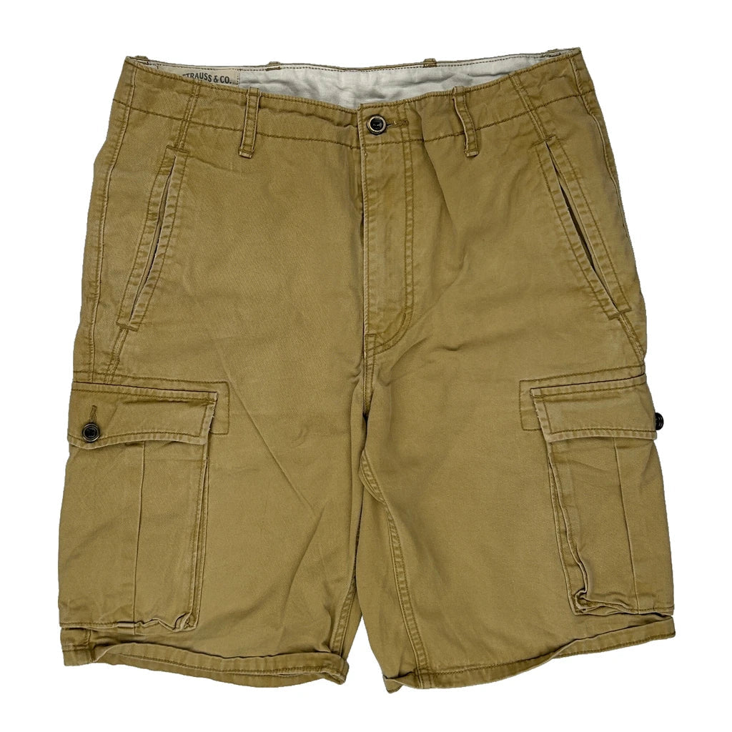 Levis Cargo Shorts - 32W 10L Khaki Cotton Refurbished - Thrifted (note: this is a term often used to describe second- refurbished available on Cerqular