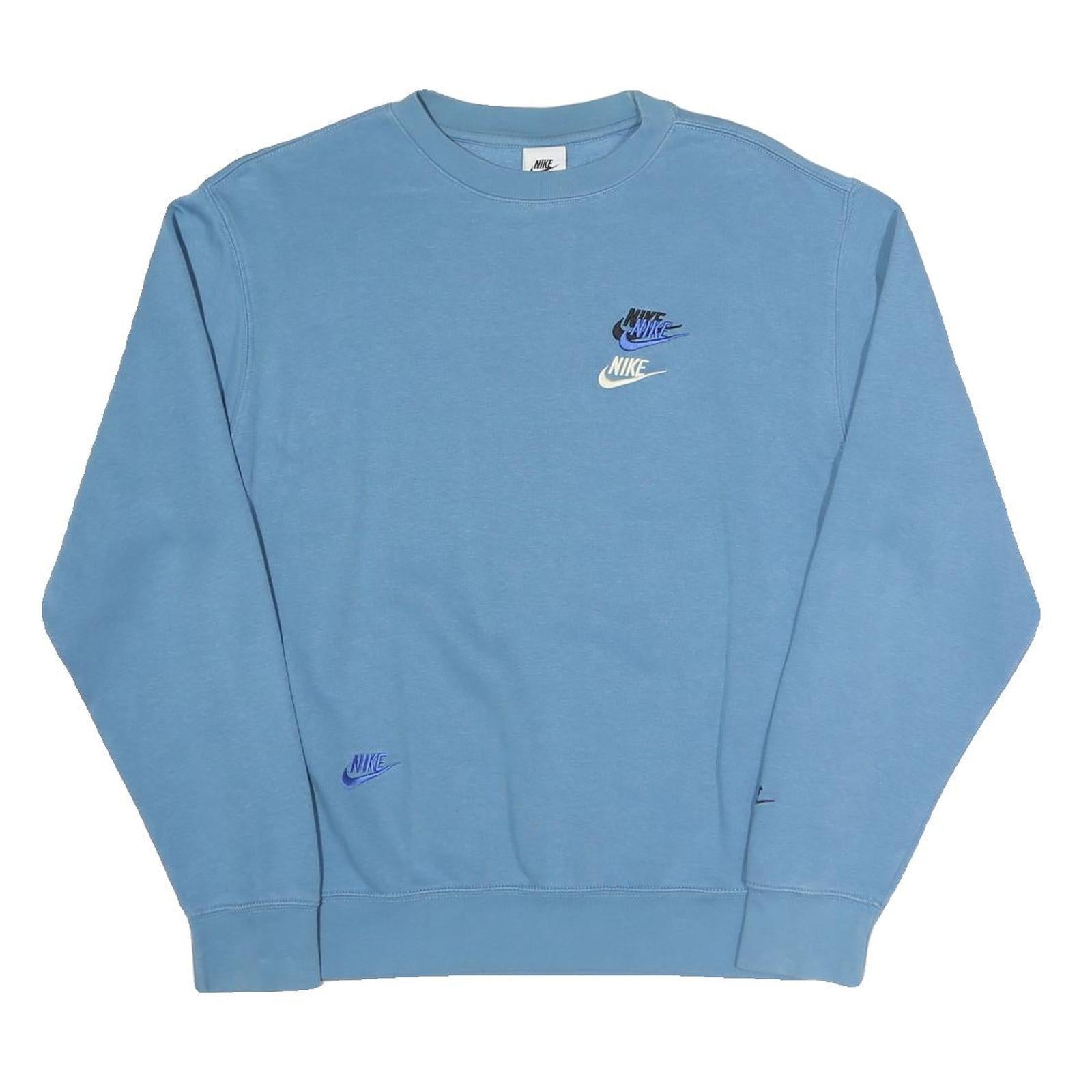 NIKE Mens Blue Crew Neck S Logo Sweatshirt Cotton Blend Casual Pullover Refurbished - N/A refurbished available on Cerqular