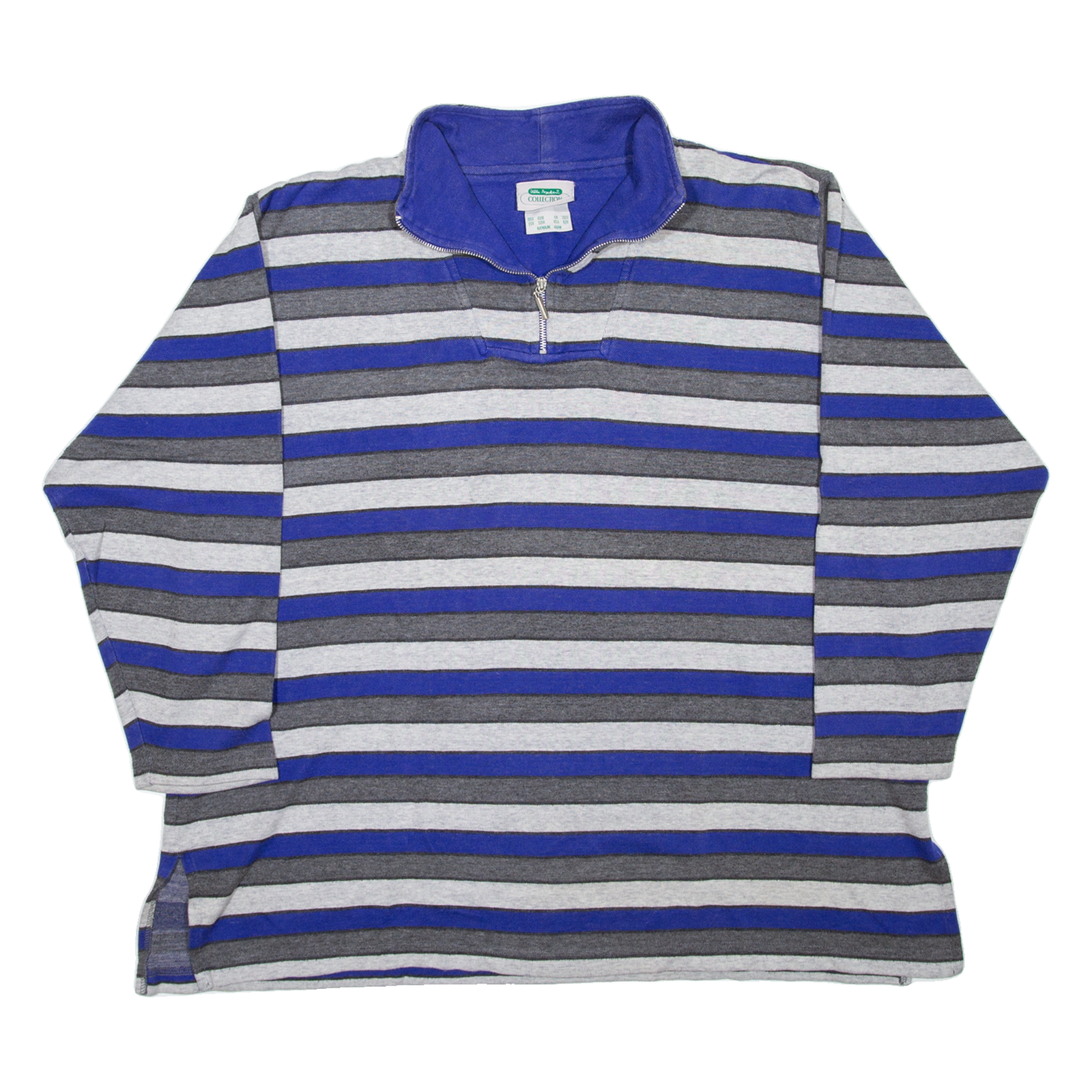 ULLA POPKEN COLLECTION Striped Womens Sweatshirt Grey 1/4 Zip 90s UK 20 Refurbished - N/A refurbished available on Cerqular