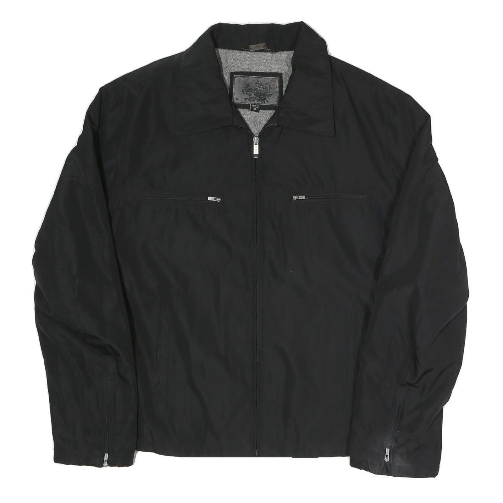 GUESS Mens Black Zip Jacket XL Polyester Blend Plain Minimalist Casual Outerwear Refurbished - N/A refurbished available on Cerqular