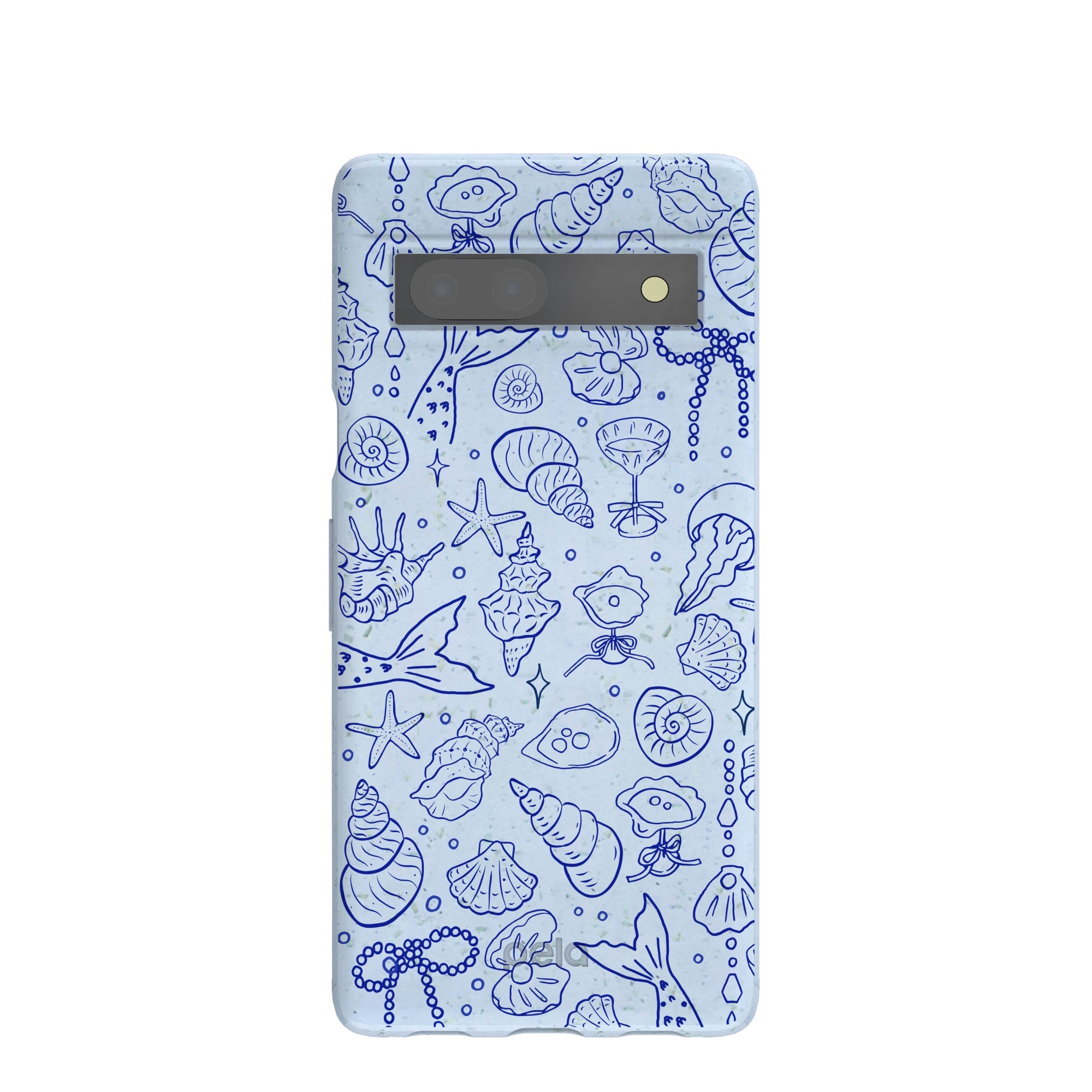 Powder Blue Ocean Charms Google Pixel 7a Case Refurbished - Pela Case refurbished available on Cerqular