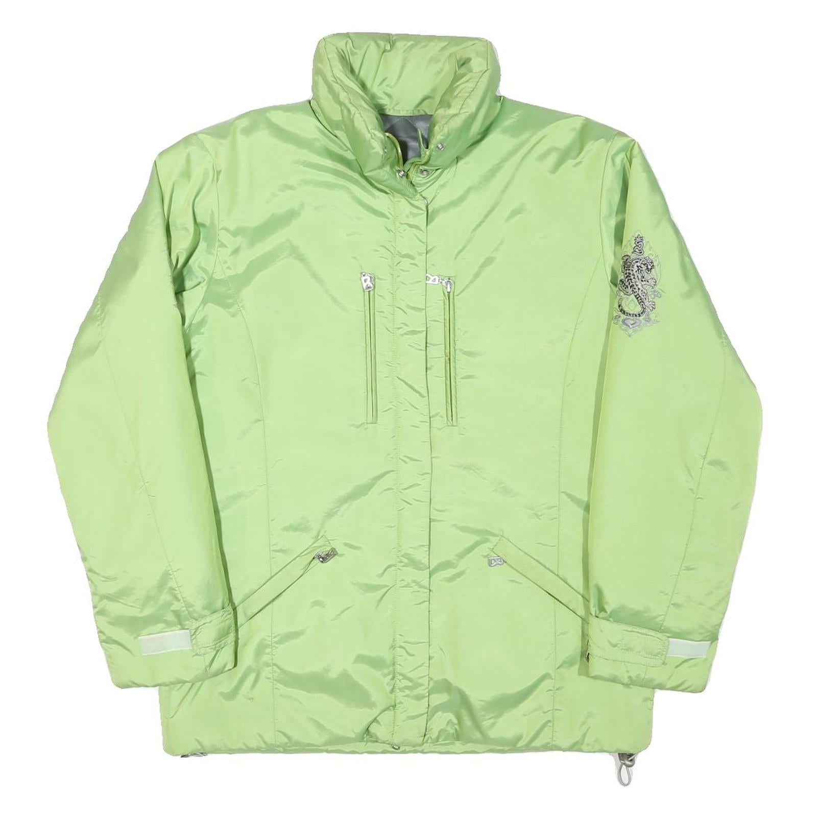 Womens Green Lightweight Polyester Blend Jacket L Embroidered Detail Zip Closure Refurbished - N/A refurbished available on Cerqular