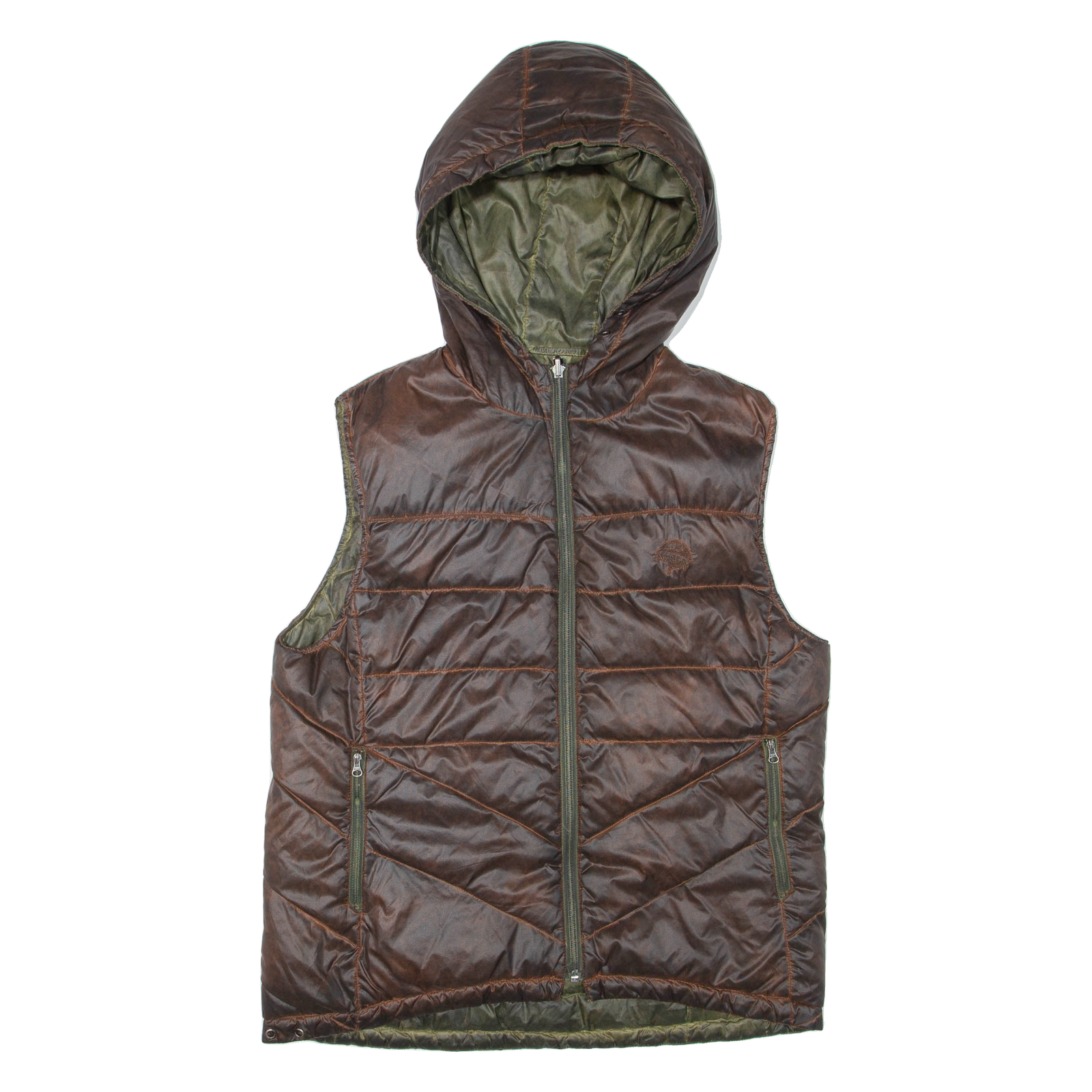 Mens Puffer Gilet Brown Hooded M Refurbished - N/A refurbished available on Cerqular