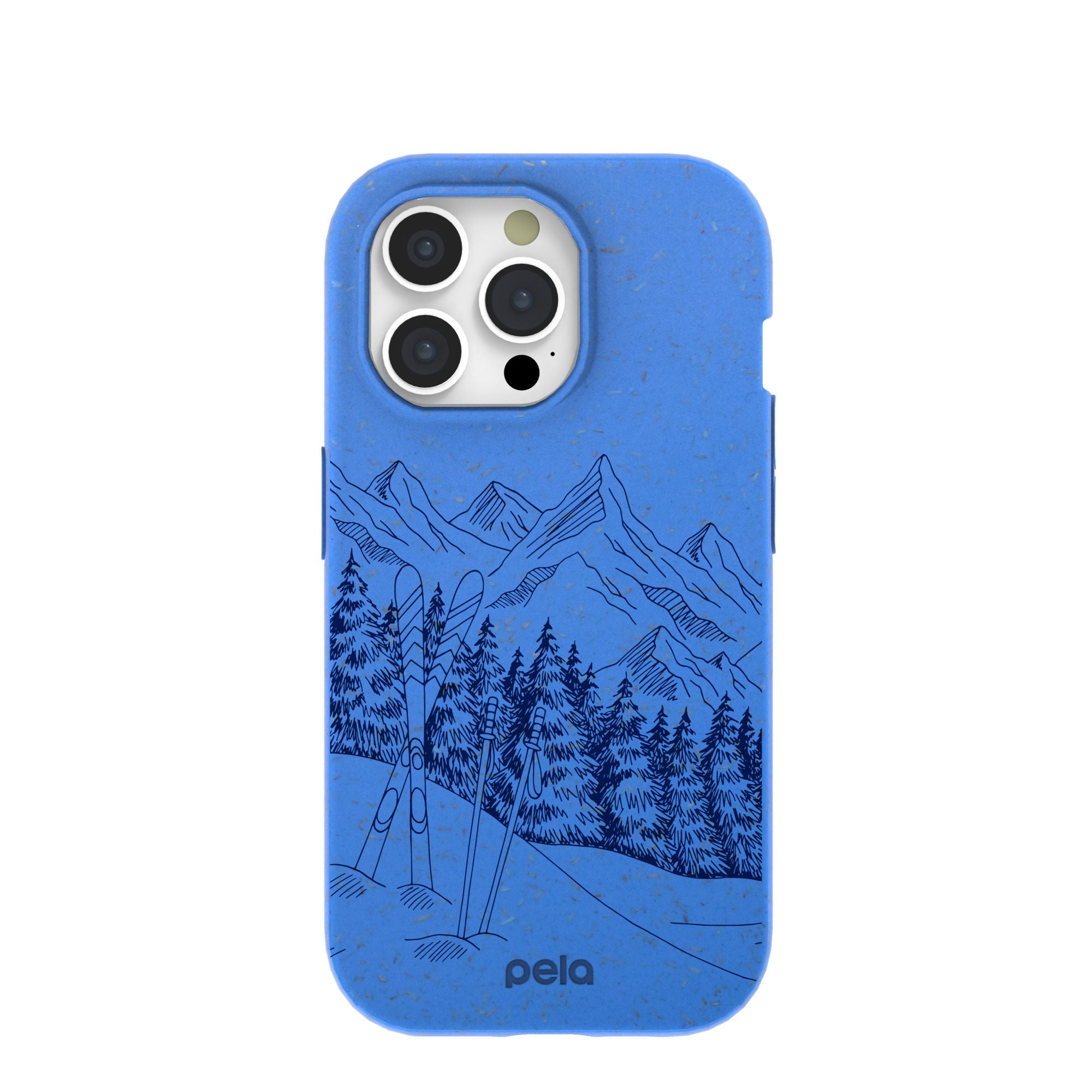 Electric Blue Backcountry Ski iPhone 15 Pro Case Refurbished - Pela Case refurbished available on Cerqular