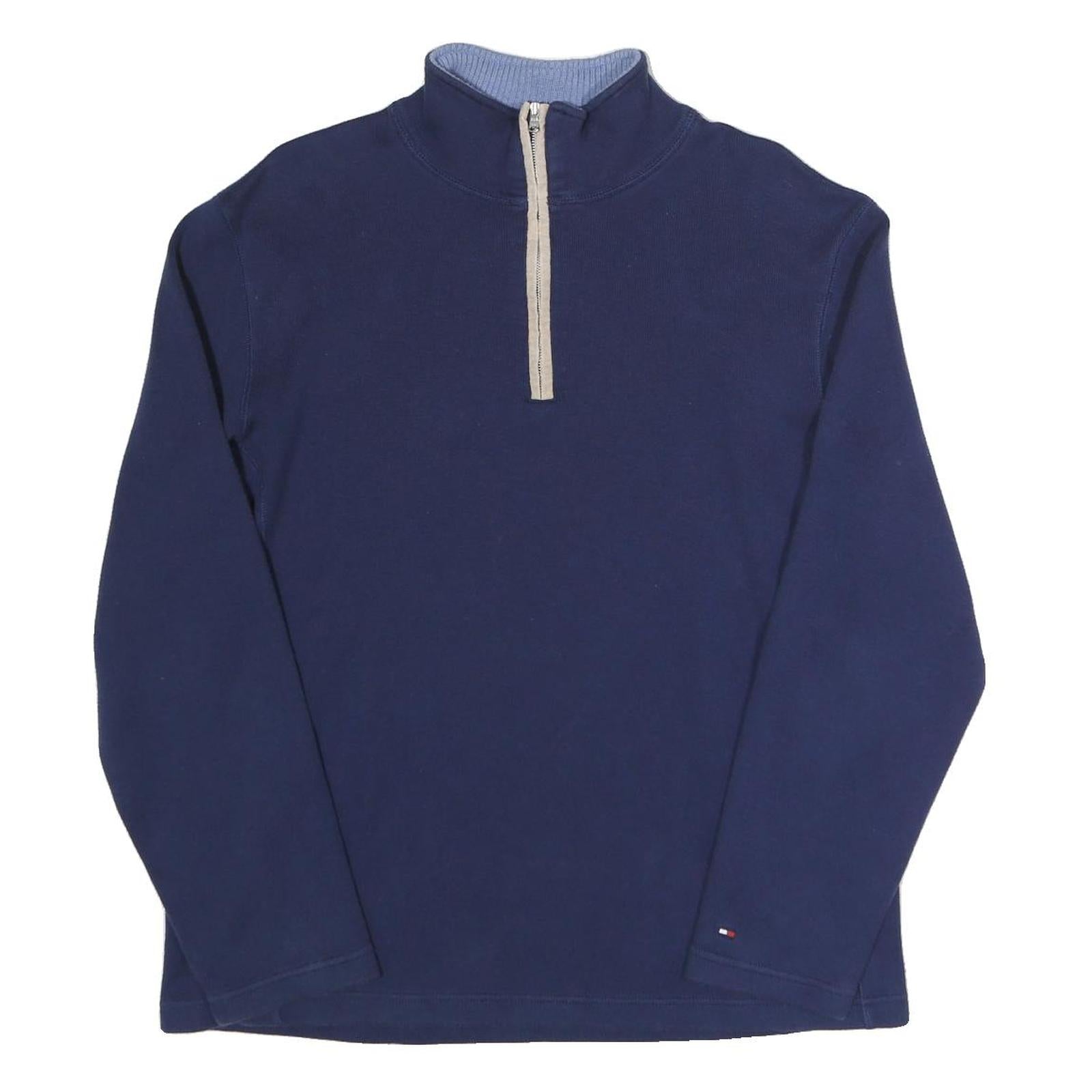 TOMMY HILFIGER Mens Navy Plain Cotton Pullover Crew Neck Basic Knit M Classic Refurbished - N/A refurbished available on Cerqular
