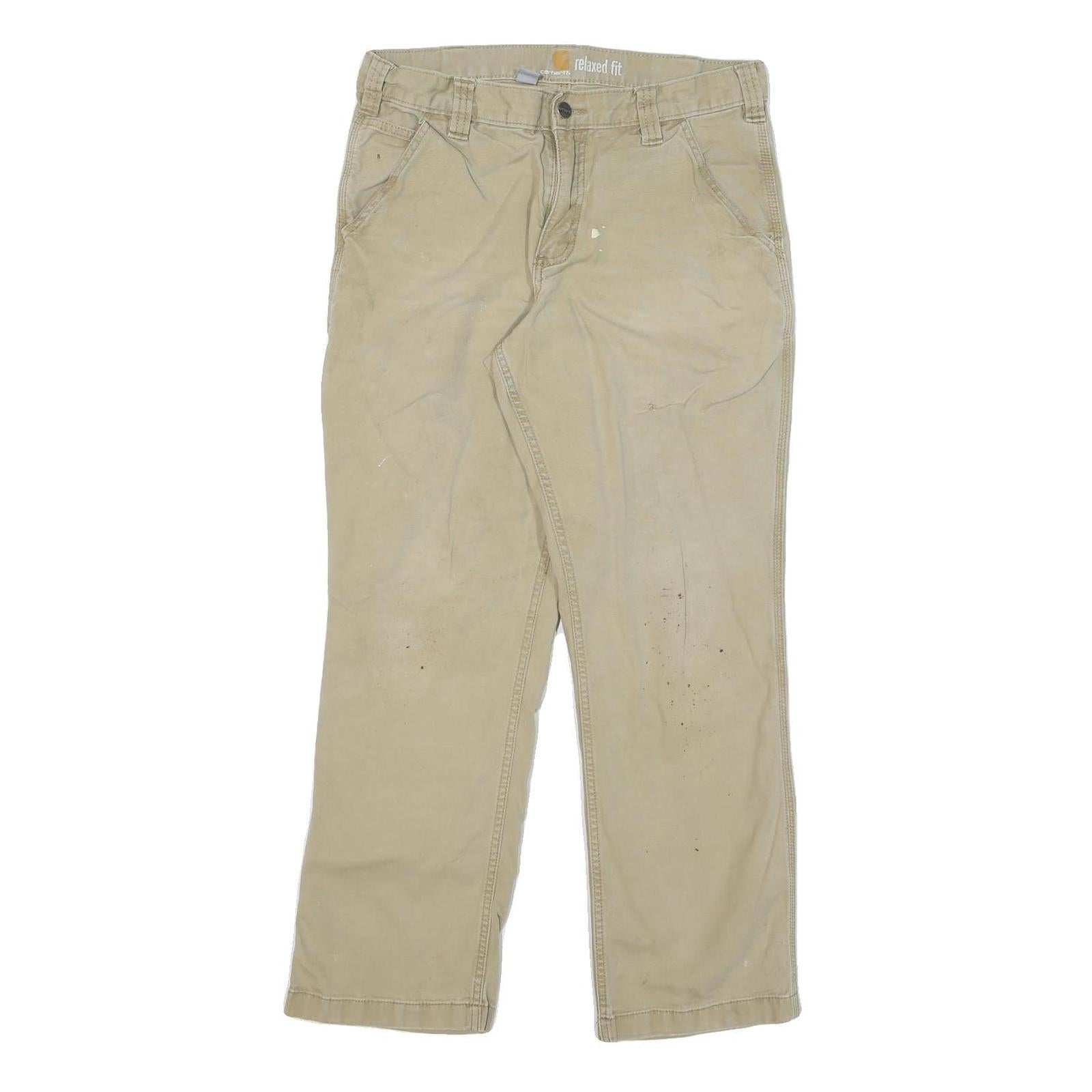 CARHARTT Mens Cotton Blend Beige Relaxed Straight Trousers W32 L30 Workwear Refurbished - N/A refurbished available on Cerqular