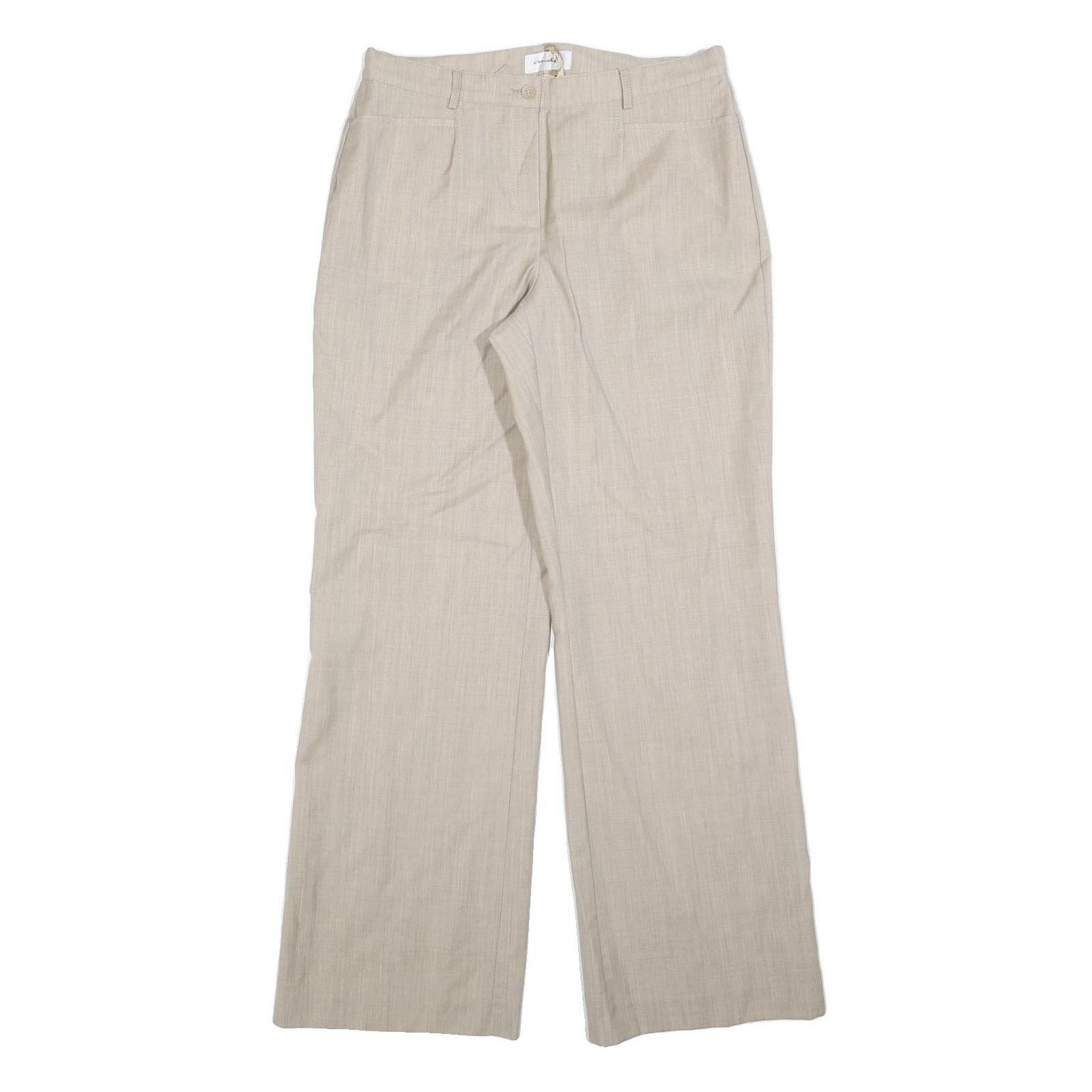AMALFI Womens Wool Beige Relaxed Wide-Leg Trousers W30 L32 Classic Style Zip Refurbished - N/A refurbished available on Cerqular