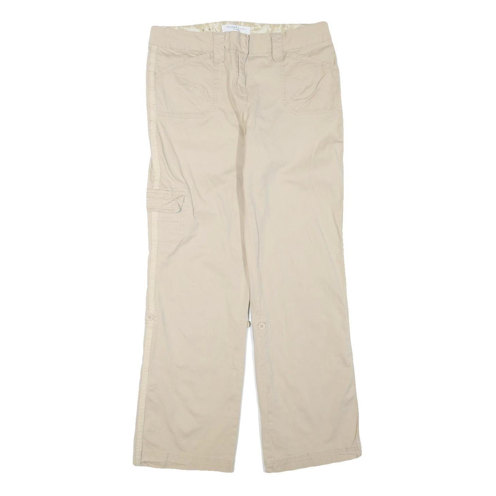 DENVERHAYES Womens Cotton Blend Beige Regular Fit Straight Leg Trousers W34 L32 Refurbished - N/A refurbished available on Cerqular