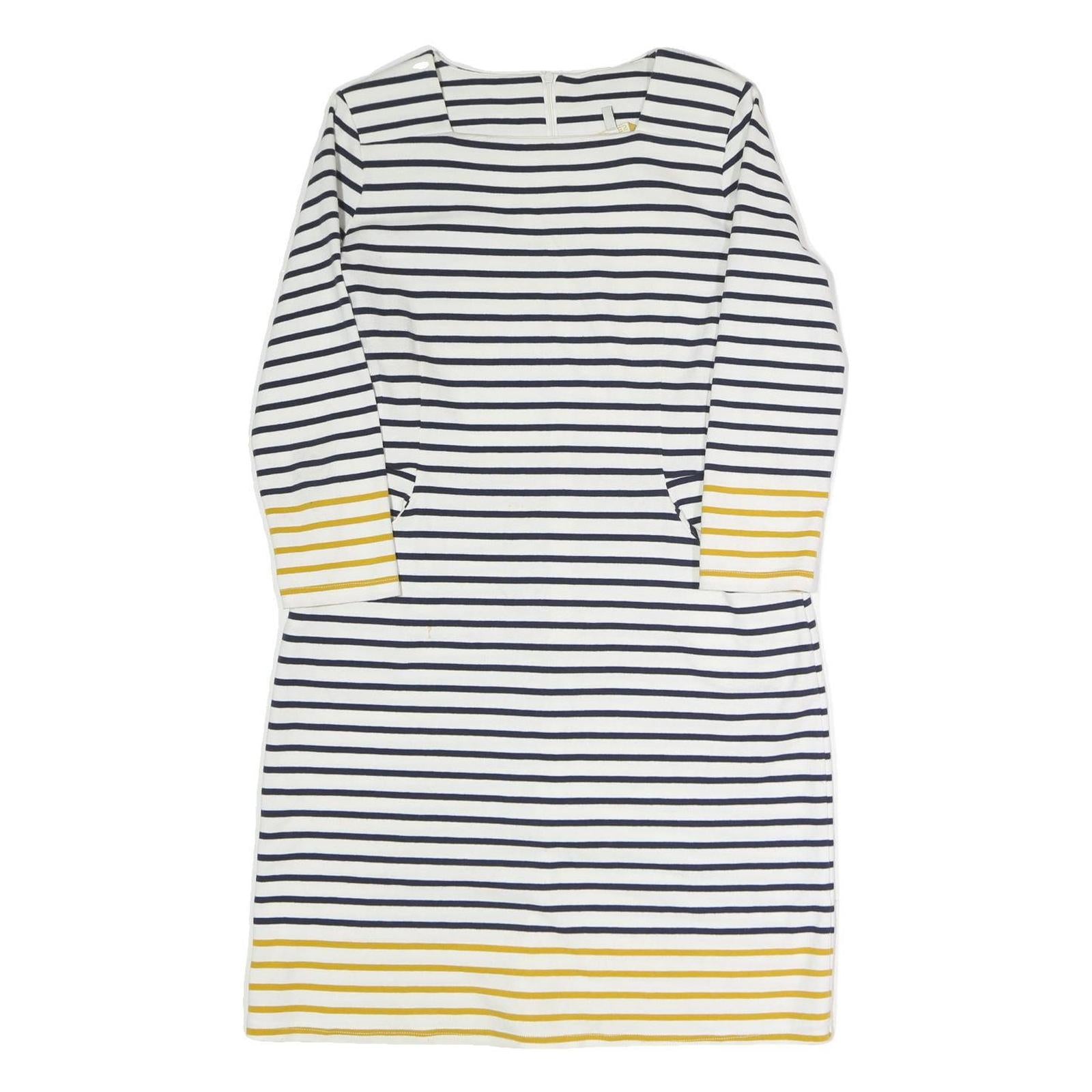 JOULES Womens White & Navy Striped Cotton Blend Day Dress Knee Length M Casual Refurbished - N/A refurbished available on Cerqular