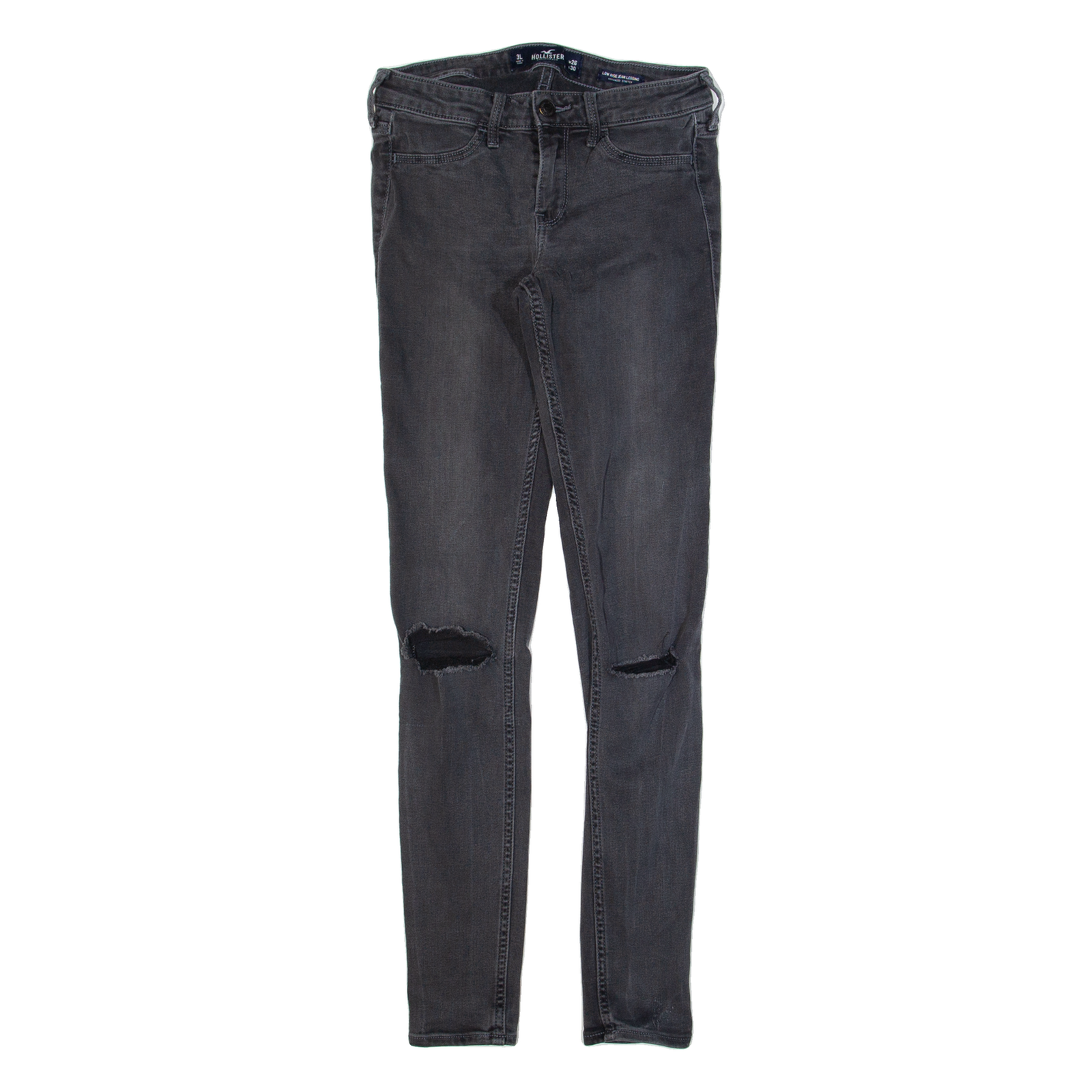 HOLLISTER Low Rise Distressed Womens Jeans Black Slim Skinny W26 L30 Refurbished - N/A refurbished available on Cerqular