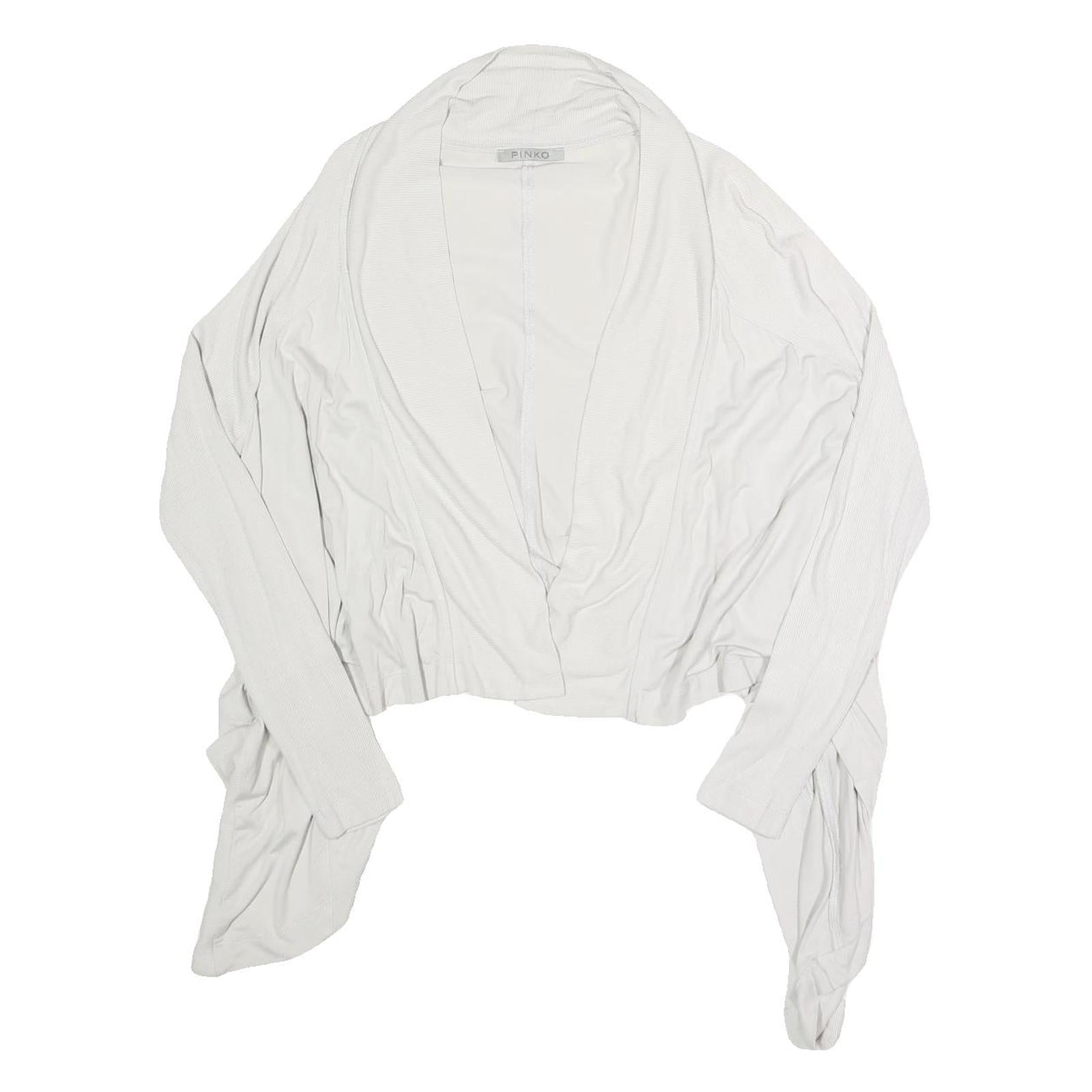 PINKO Womens White Cropped Top Long Sleeve Open Front Cardigan M Cotton Blend Refurbished - N/A refurbished available on Cerqular