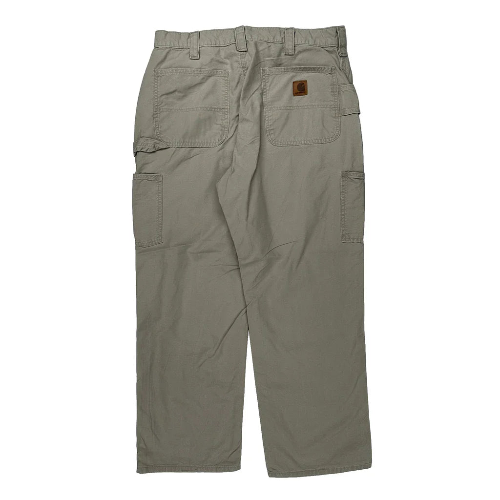 Carhartt Cargo Carpenter Trousers - 36W 30L Khaki Cotton Refurbished - Thrifted (note: this is a term often used to describe second- refurbished available on Cerqular