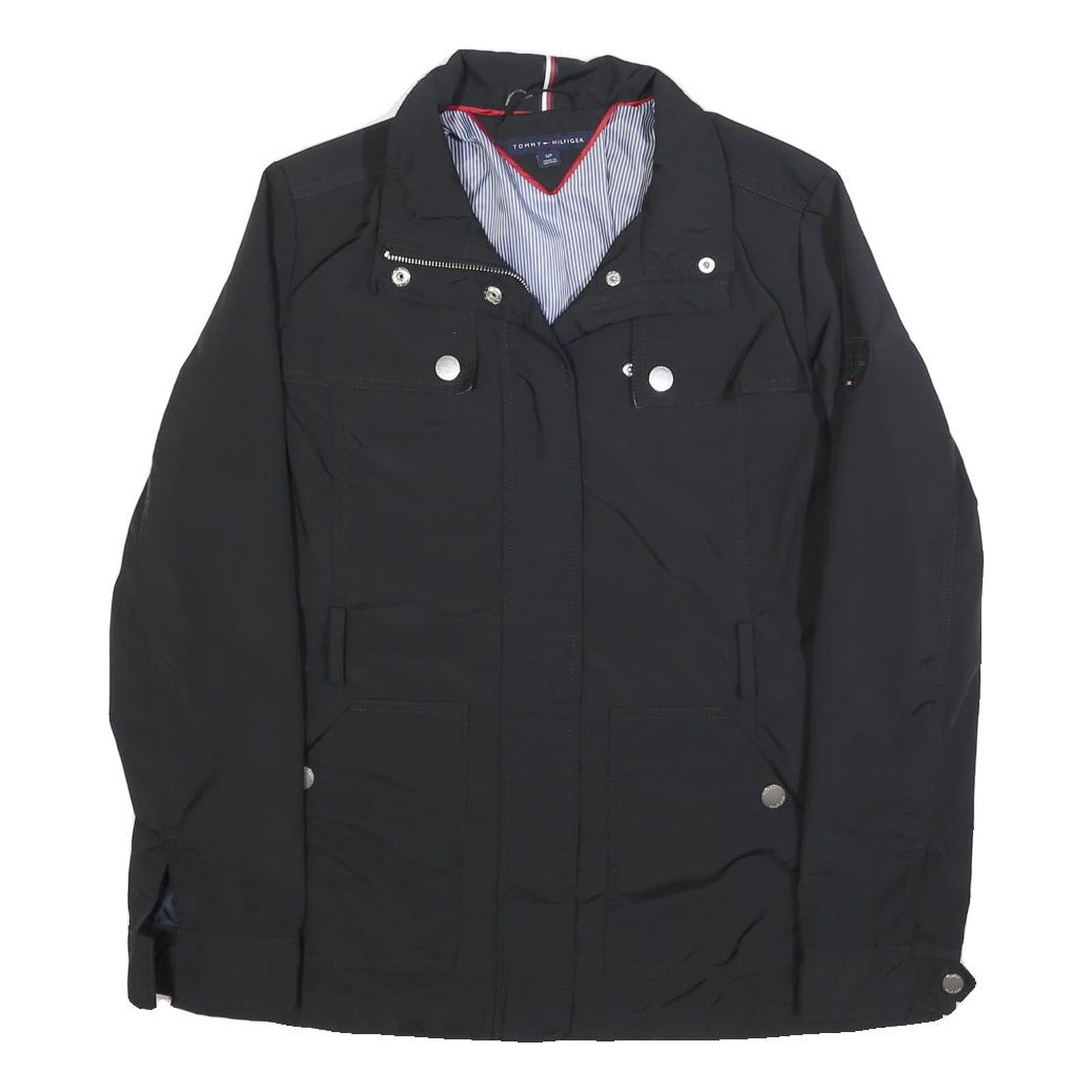 TOMMY HILFIGER Womens Black Zip Jacket S Polyester Blend Casual Stylish Refurbished - N/A refurbished available on Cerqular