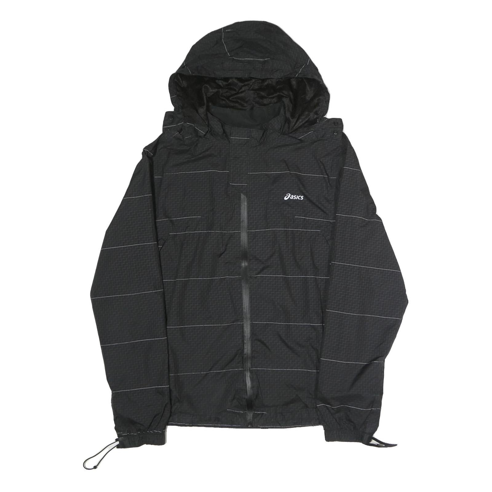 ASICS Mens Black Jacket L Polyester Plain Lightweight Hooded Zip Refurbished - N/A refurbished available on Cerqular