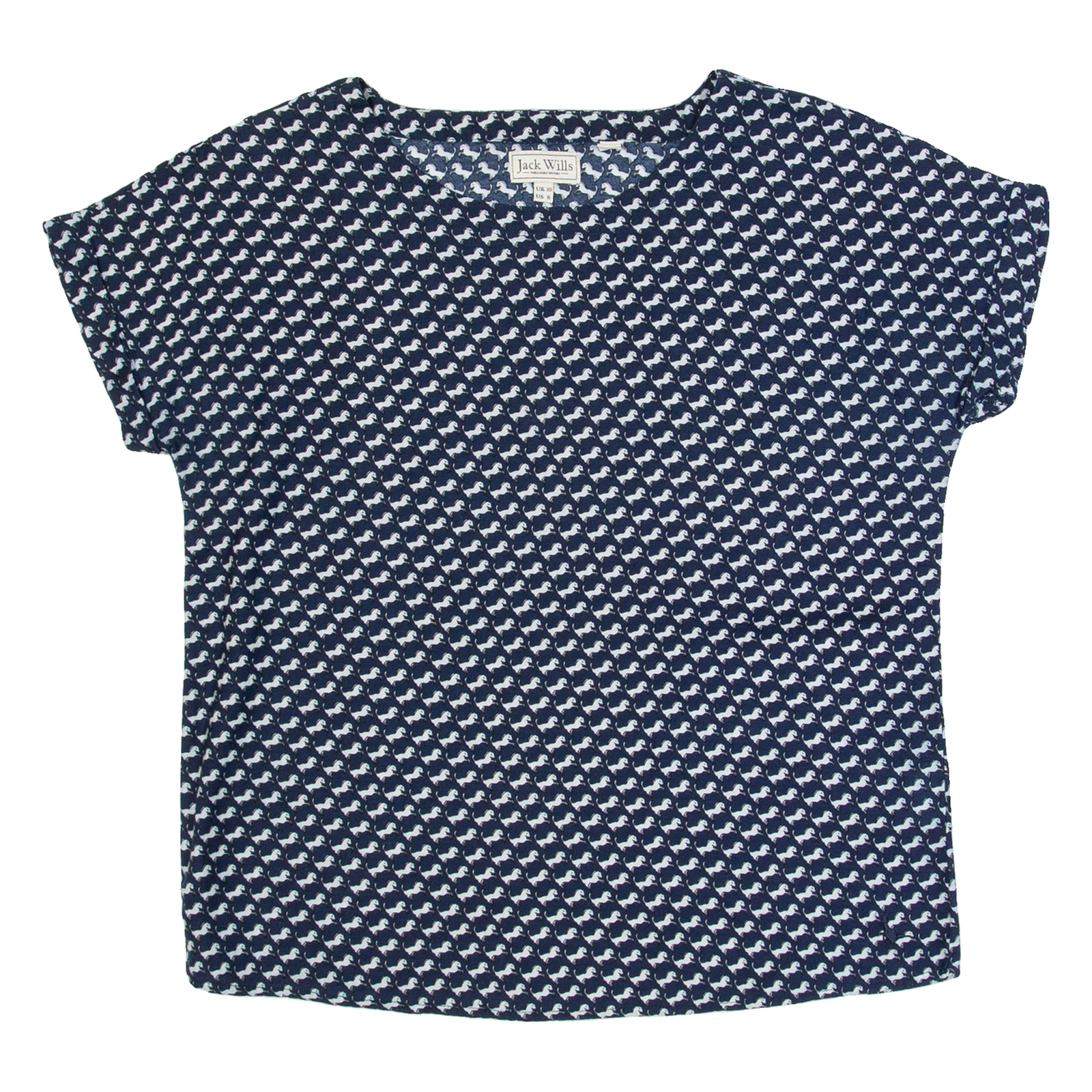 JACK WILLS Womens Printed Top Blue Crazy Pattern UK 10 Refurbished - N/A refurbished available on Cerqular
