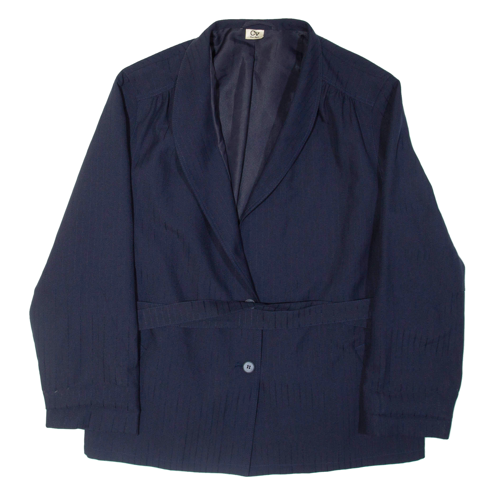TREVIRA Belted Mens Blazer Jacket Blue Pinstripe XL Refurbished - N/A refurbished available on Cerqular