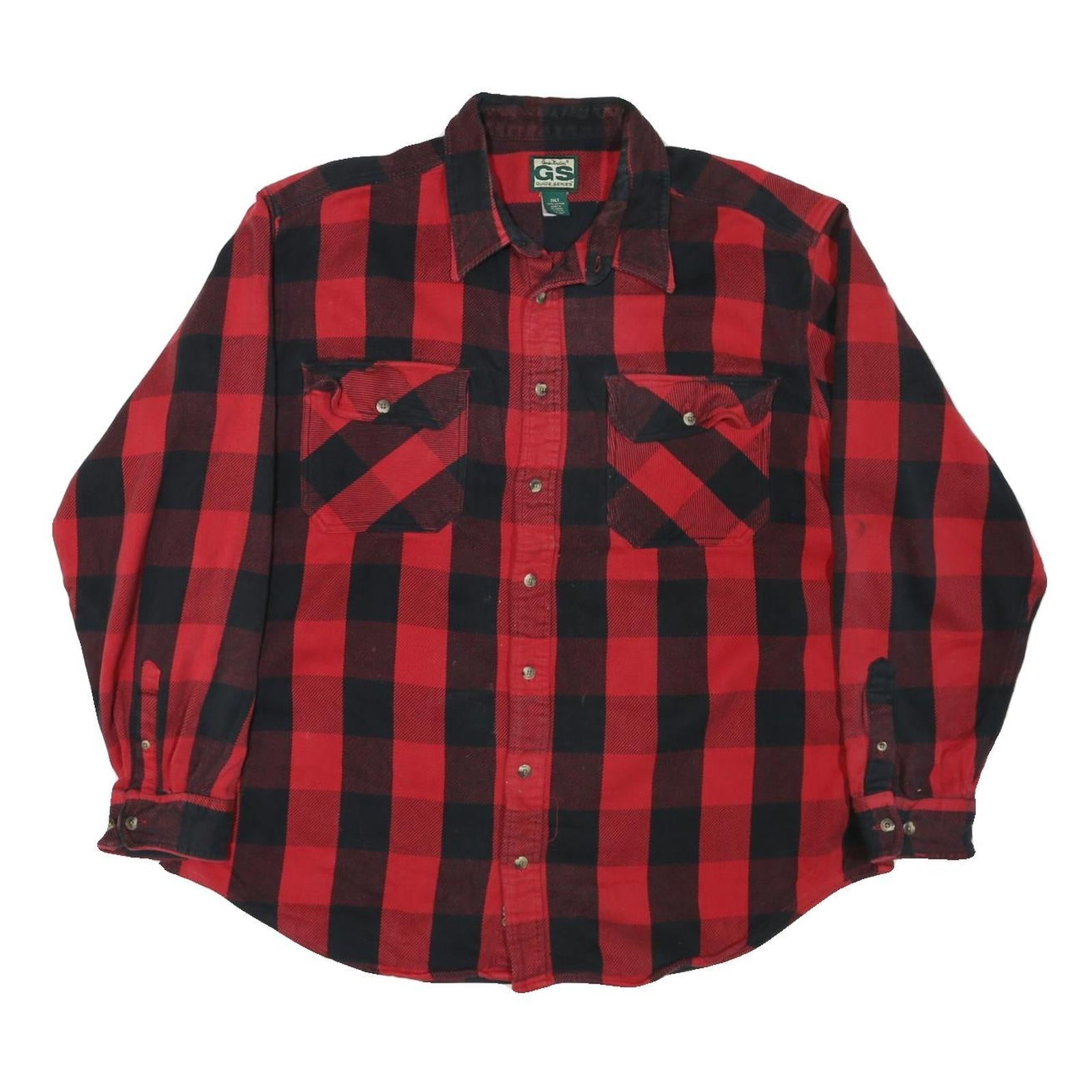GUIDED SERIES Mens Red & Black Check Shirt 2XL Long Sleeve Cotton Blend Casual Refurbished - N/A refurbished available on Cerqular