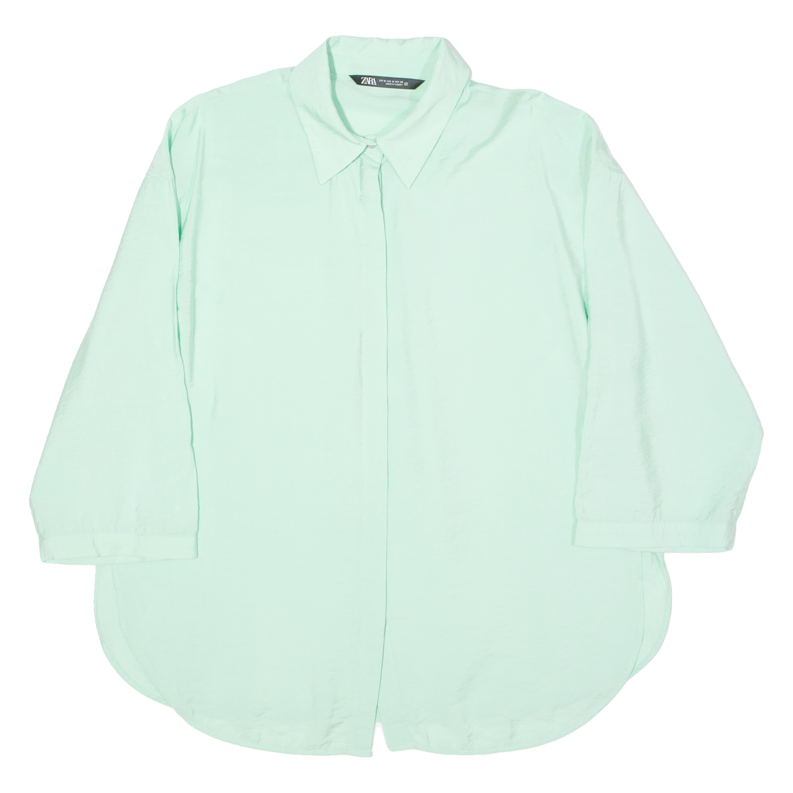 ZARA Womens Plain Shirt Green Viscose 3/4 Sleeve M Refurbished - N/A refurbished available on Cerqular