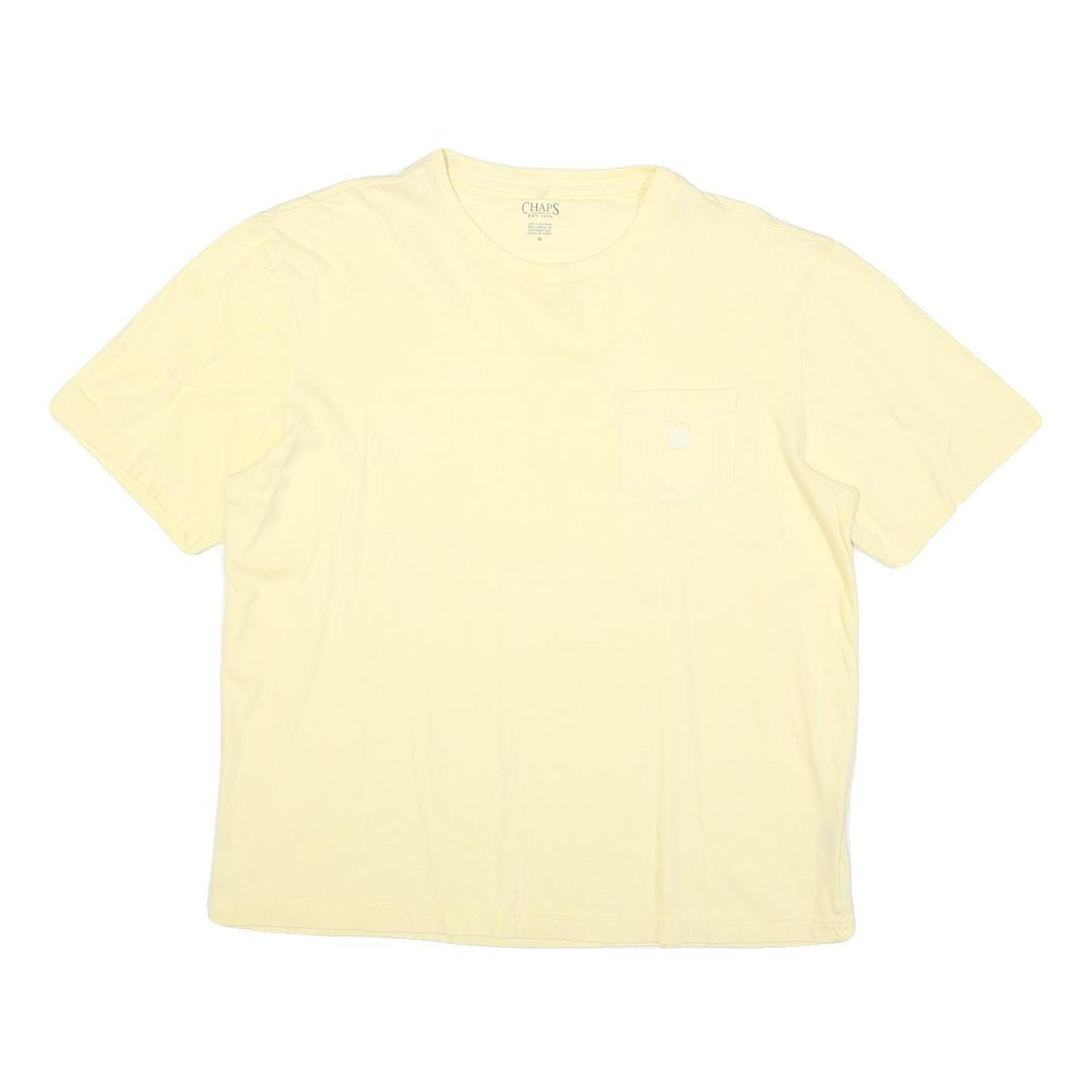 CHAPS Mens Yellow Plain T-Shirt M Short Sleeve Crew Neck Pocket Casual Cotton Refurbished - N/A refurbished available on Cerqular