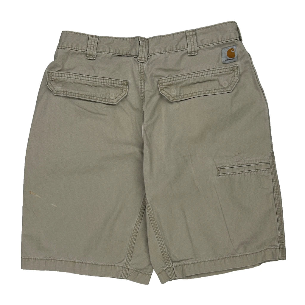 Carhartt Cargo Shorts - 30W 10L Beige Cotton Refurbished - Thrifted (note: this is a term often used to describe second- refurbished available on Cerqular